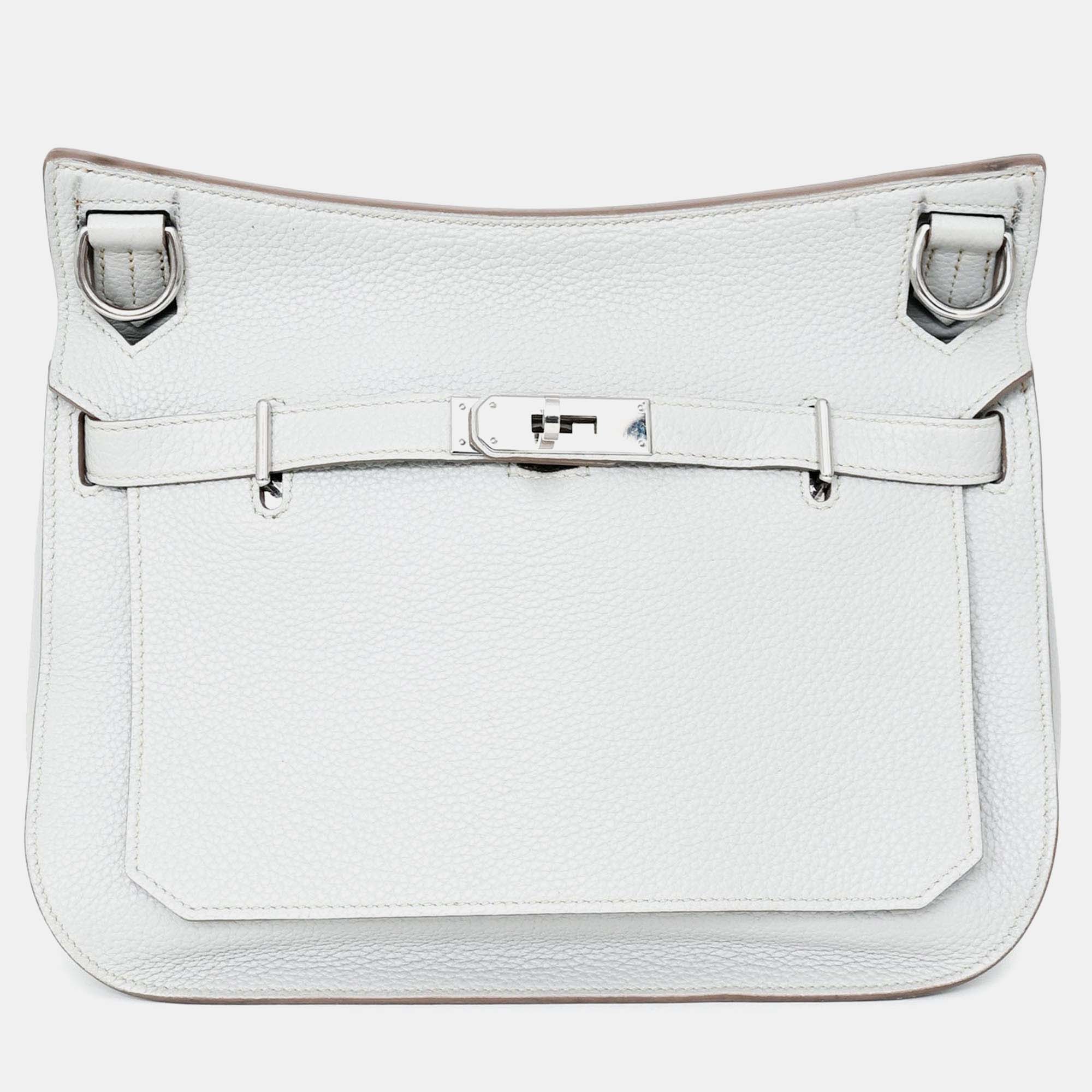 

Hermes Light Grey Clemence Leather Jypsiere 28
