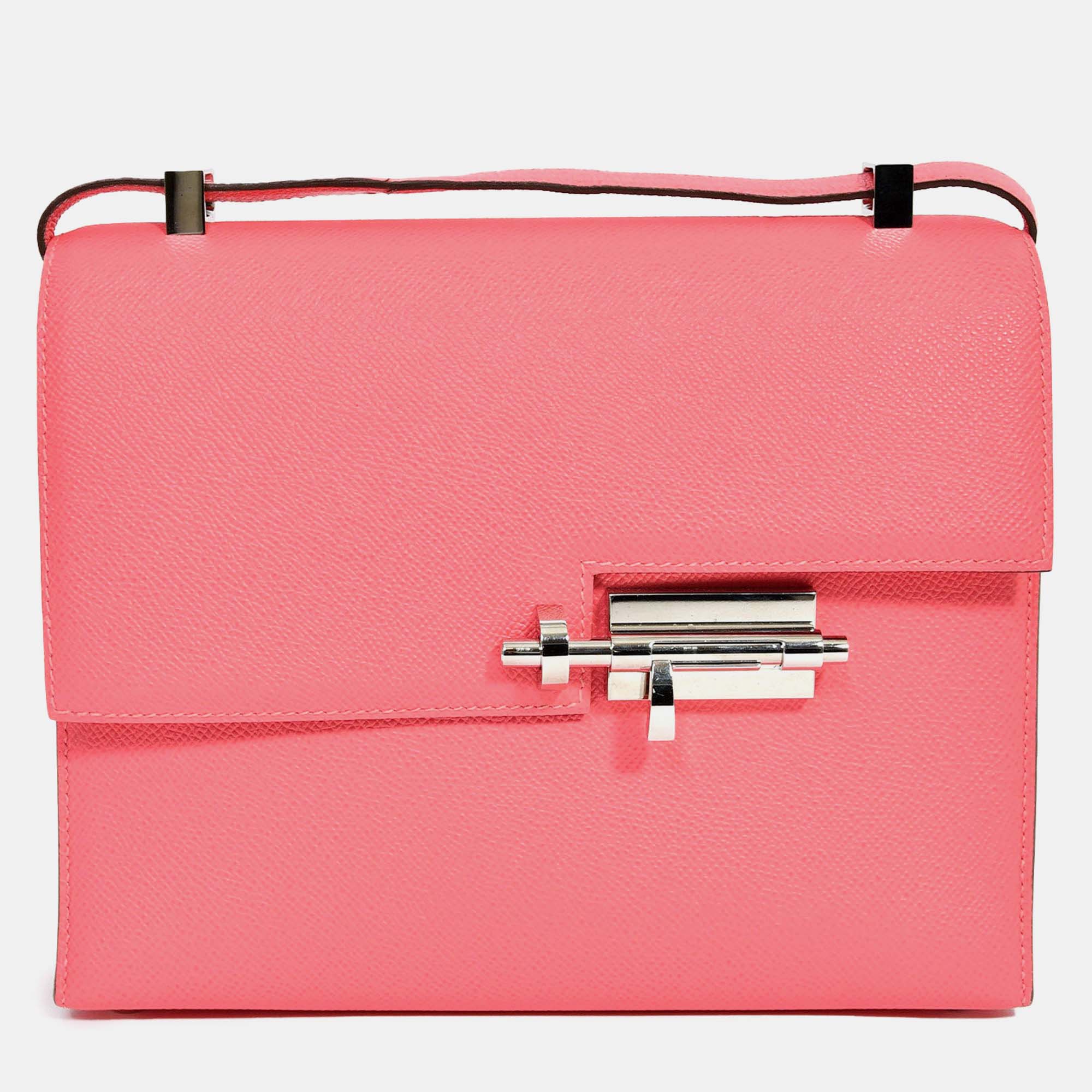 

Hermes 2021 Rose Texas Epsom Verrou 23 Crossbody Bag, Pink