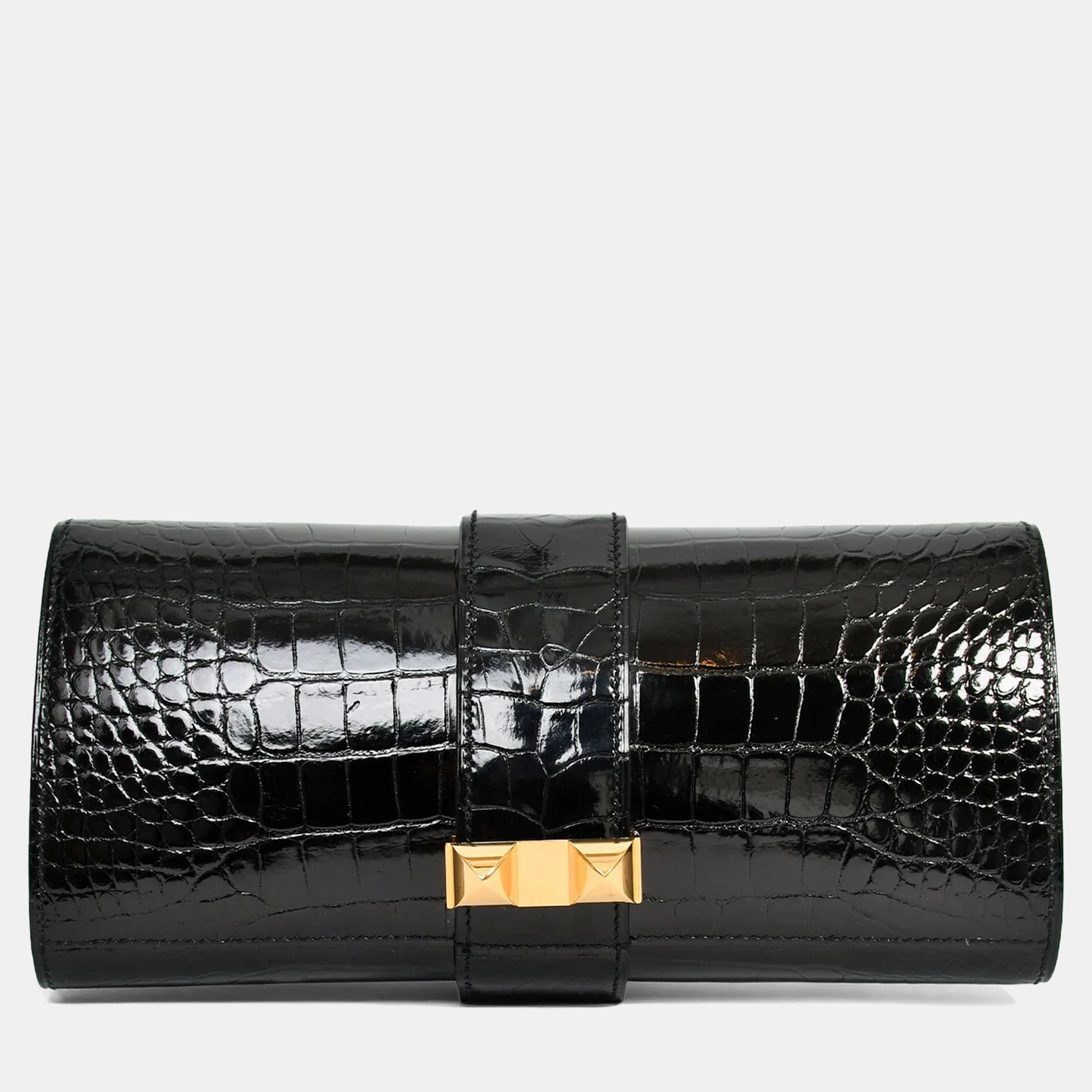 

Hermes 2016 Black Alligator 'Medor' 23 Clutch