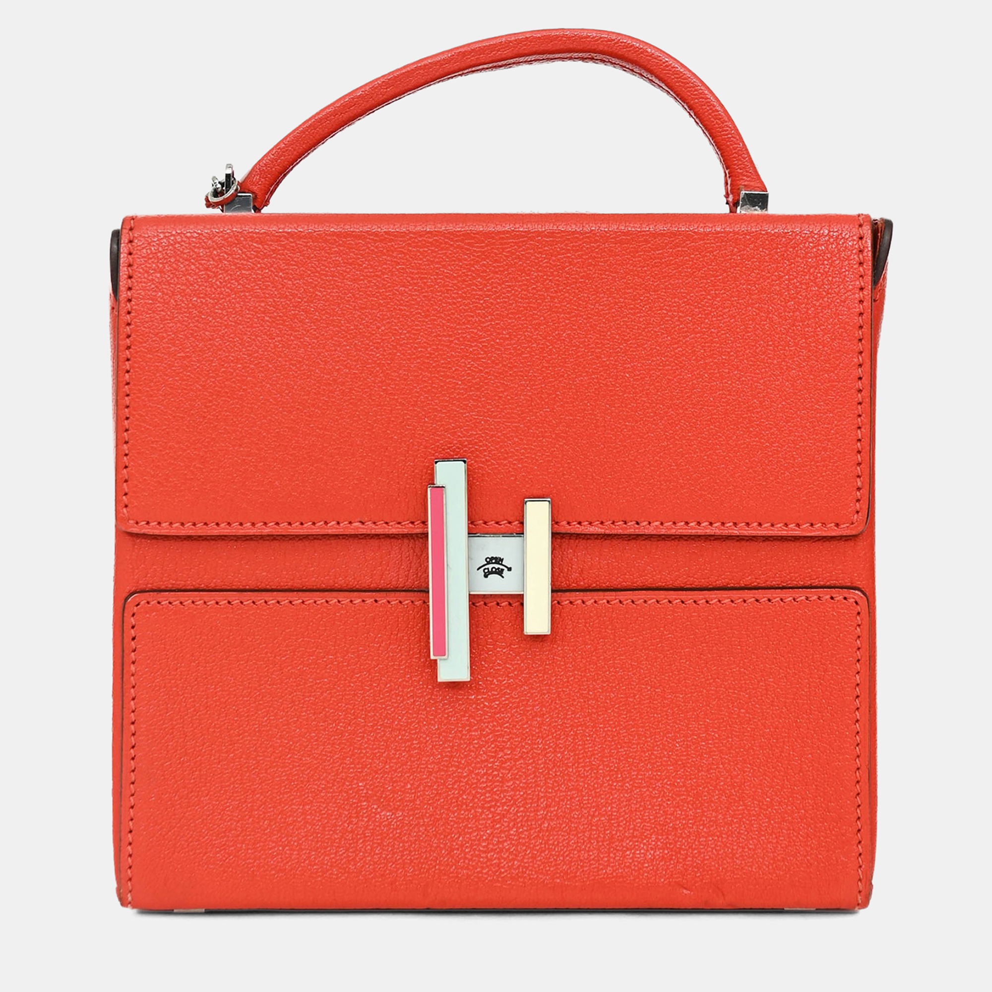 

Hermes 2018 Red Mysore Leather Cinhetic Box Top Handle