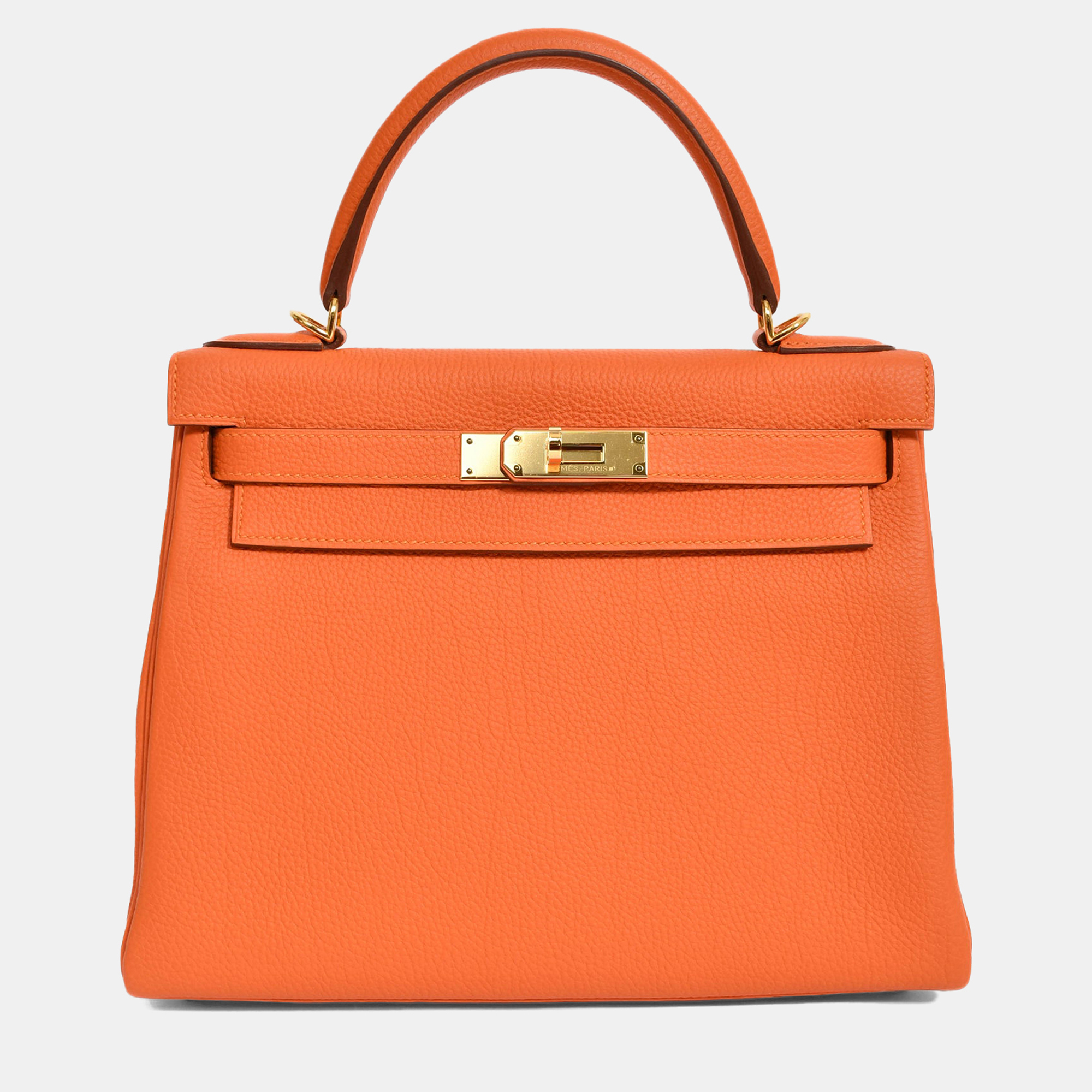 

Hermes 2015 Orange Togo Leather Kelly 28 with Strap