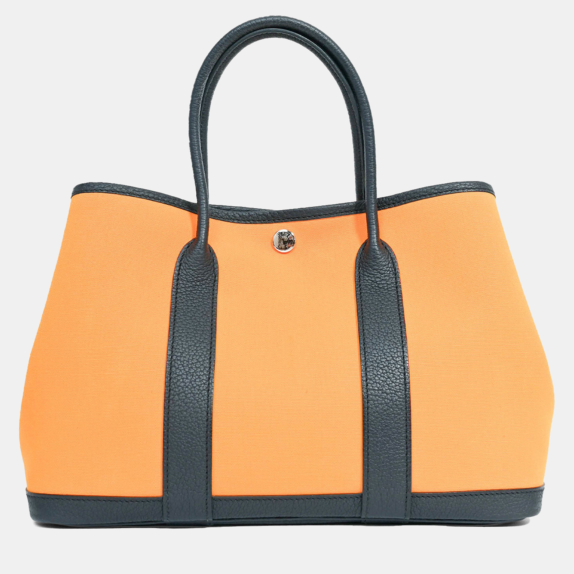 

Hermes 2017 Yellow/Teal Toile Leather Garden Party 30, Blue