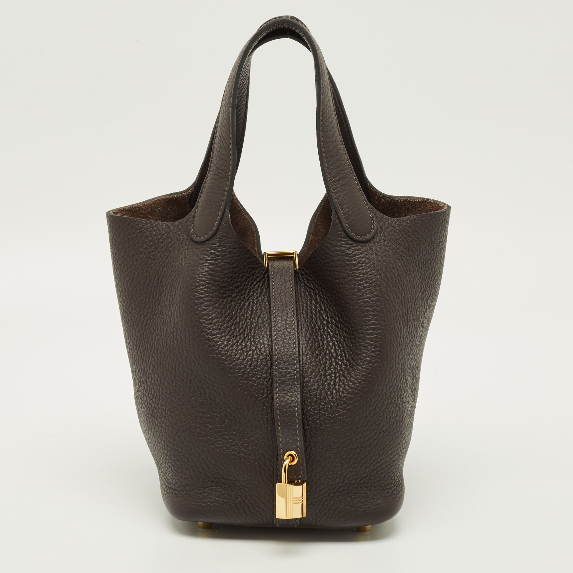 

Hermes Picotin Lock 18 Macassar Taurillon Clemence Leather Tote, Brown