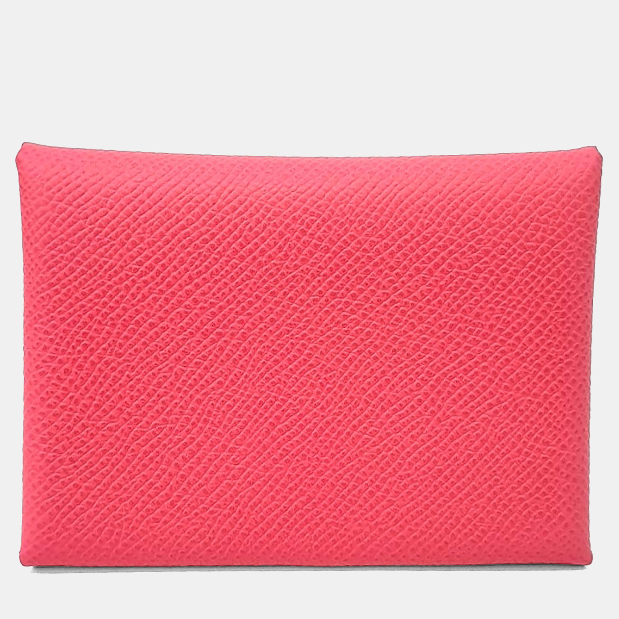 

Hermes Pink Leather Calvi Duo Card Holder
