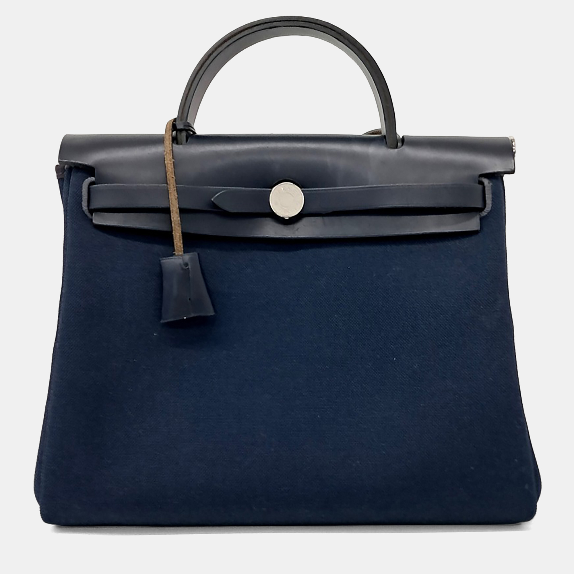 

Hermes Black Canvas and Leather New Zip Herbag Small