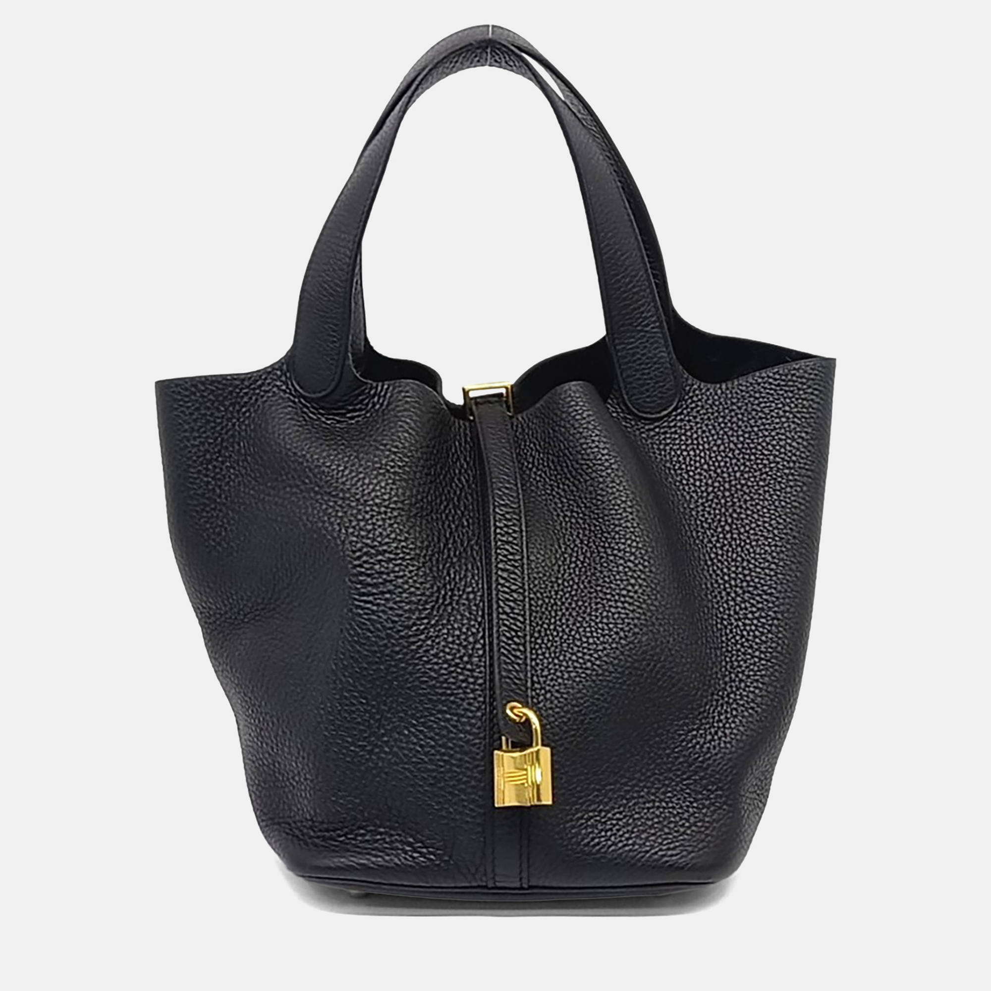 

Hermes Black Leather Rock Picotan 22