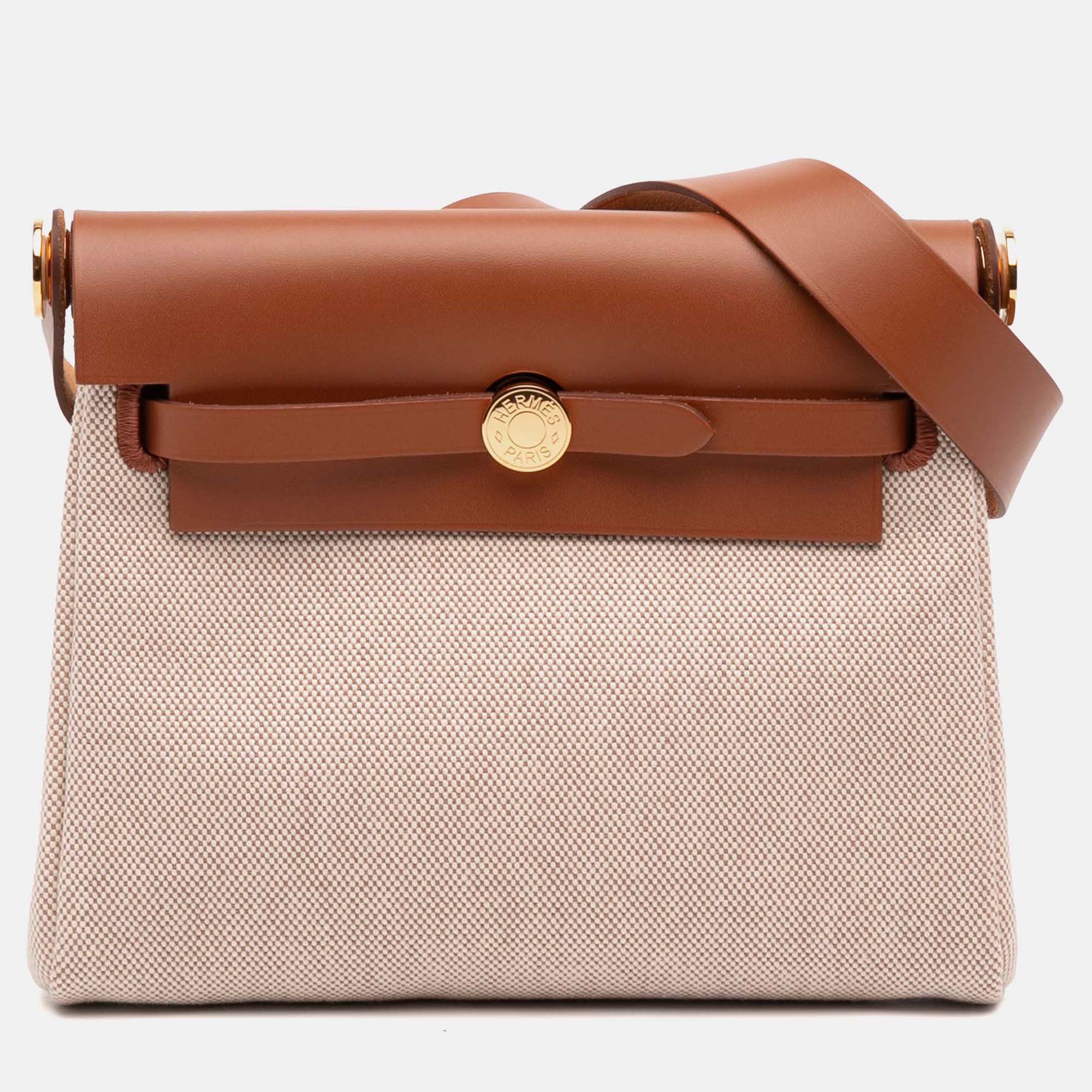 

Hermes Brown Military Toile and Vache Hunter Herbag Zip 20