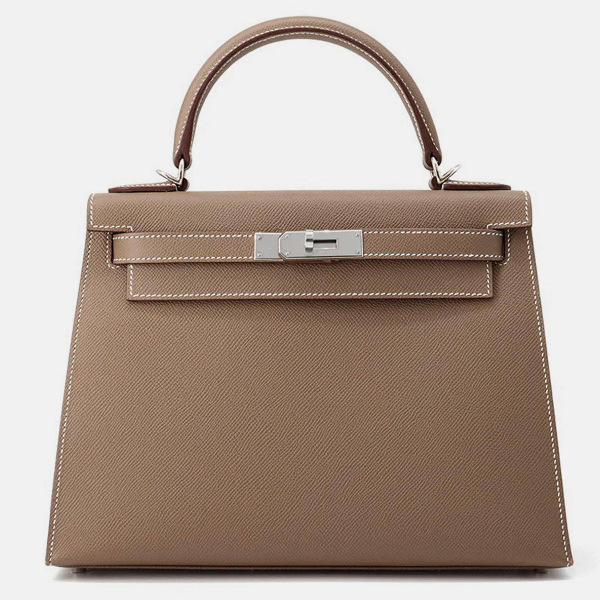 

Hermes Kelly Sellier 28 Taupe Epsom Calfskin Leather Top Handle Bag, Brown