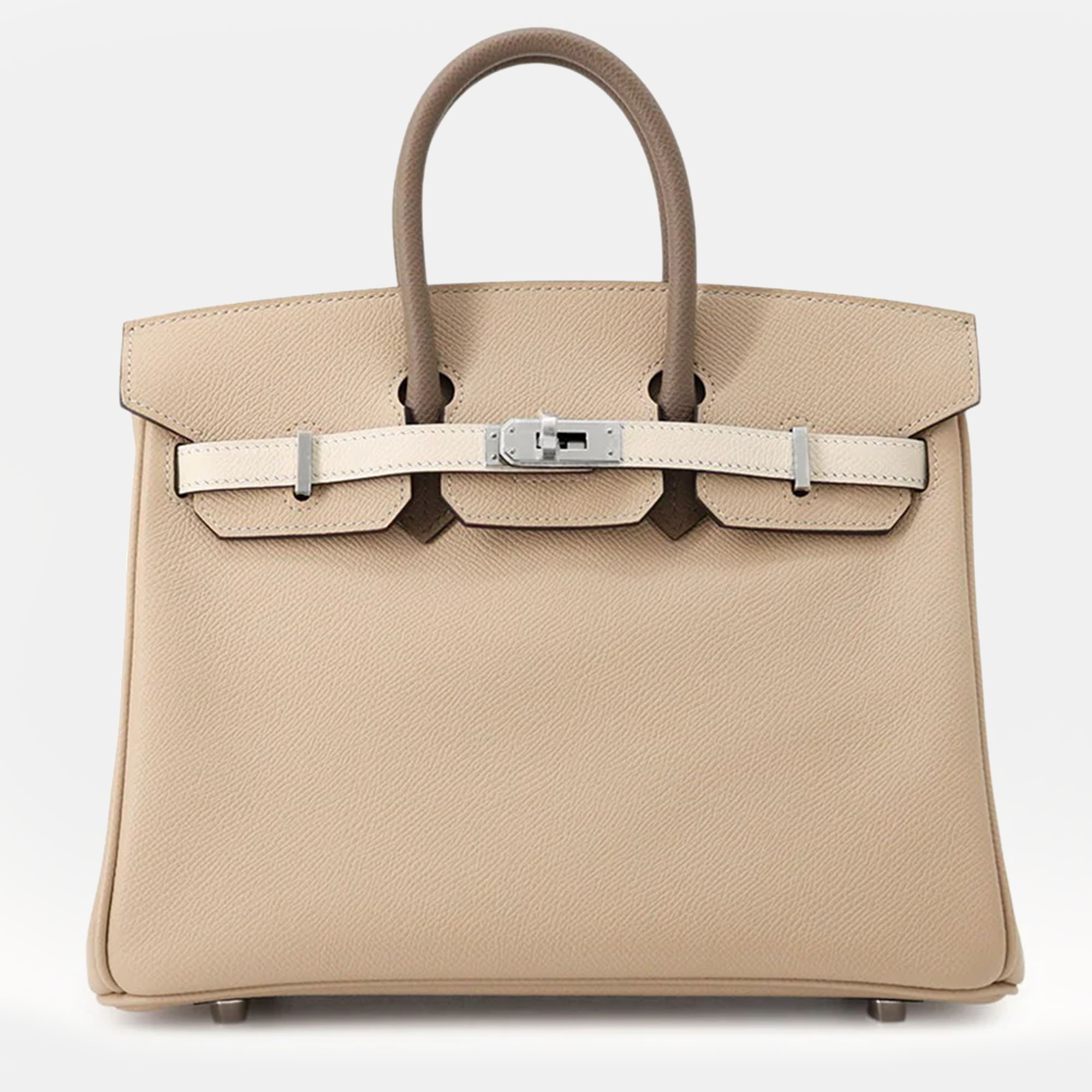 

Hermes Birkin Tricolor Trench/Craie/Etoupe Epsom Size, Brown