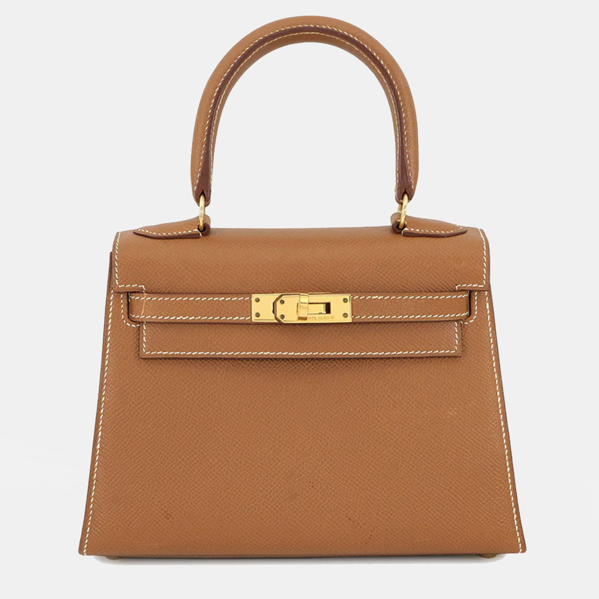 

Hermes Mini Kelly Gold Courchevel Size, Brown