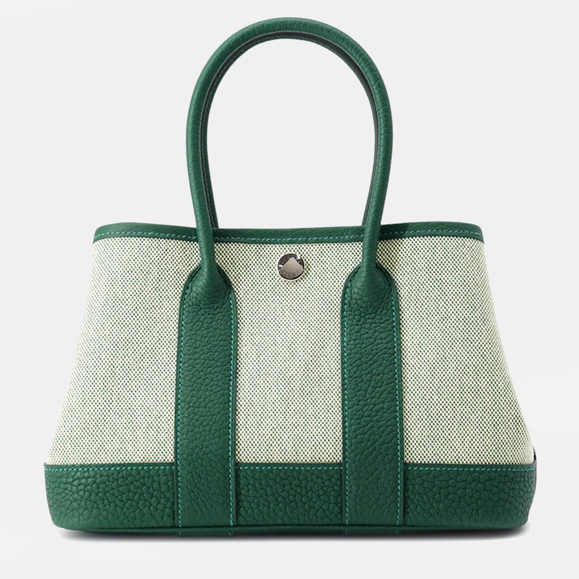 

Hermes Neo Garden Ecru/Vert Moyen Negonda Leather Toile H Size, Green