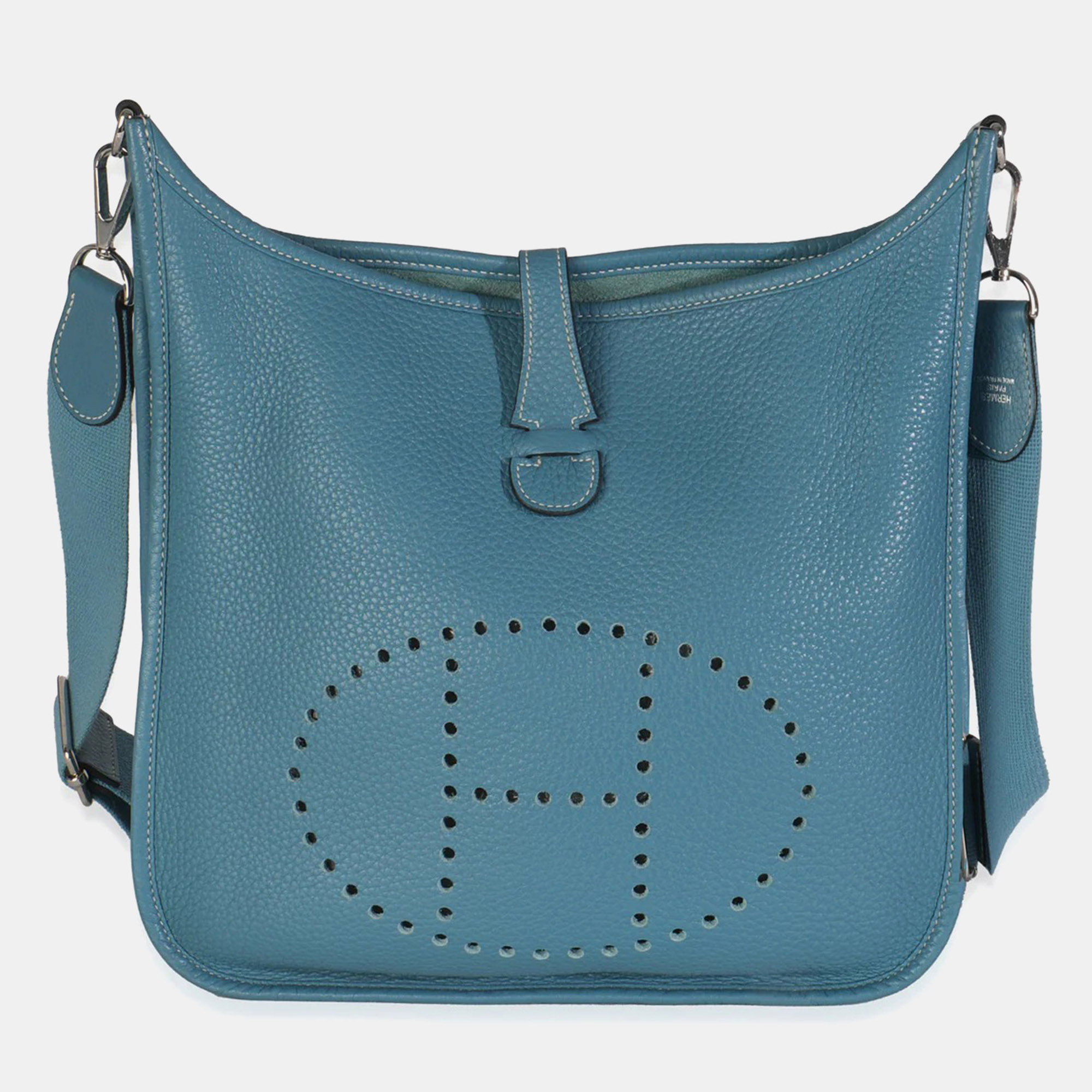 

HermÃ¨s Blue Jean Clemence Evelyne III PM PHW