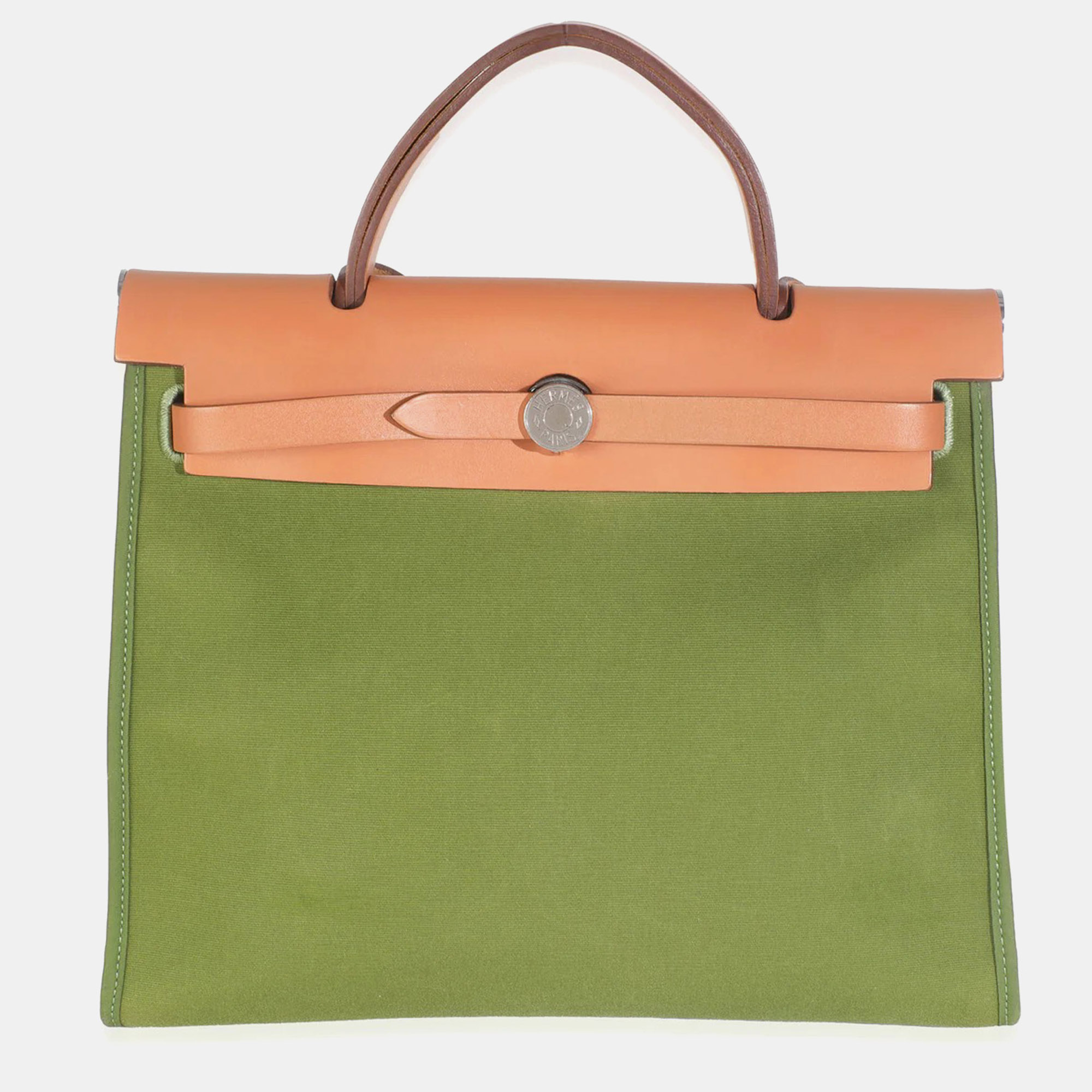 

HermÃ¨s Apple Green Vache Hunter Toile Herbag Zip 31 PHW