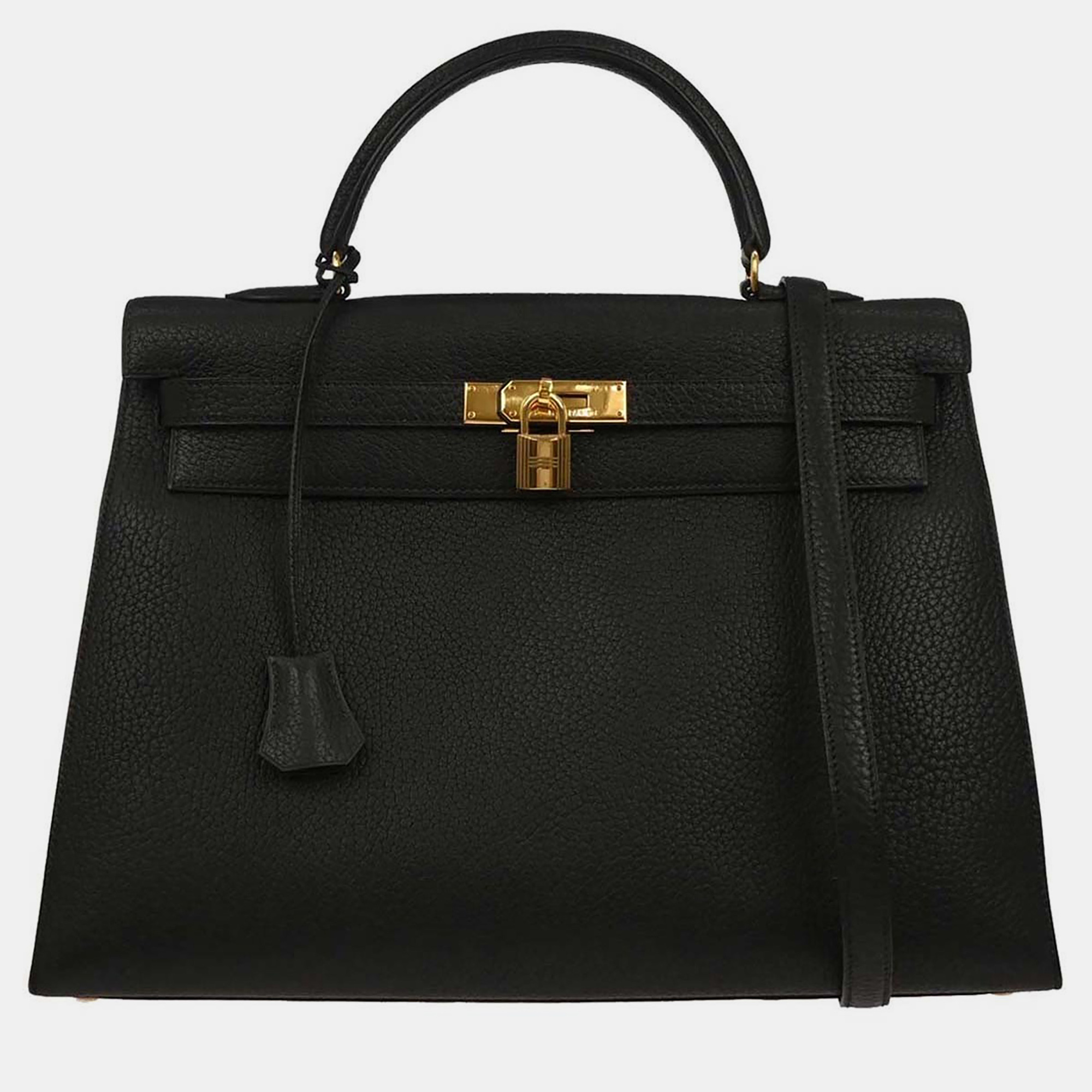 

Hermes Black Ardennes Kelly 35 Sellier 2way Handbag