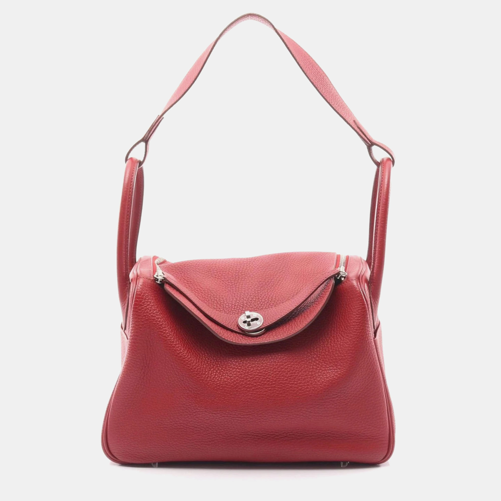 

Hermes Lindy 30 Rouge Garance Taurillon Clemence Leather Shoulder Bag, Red