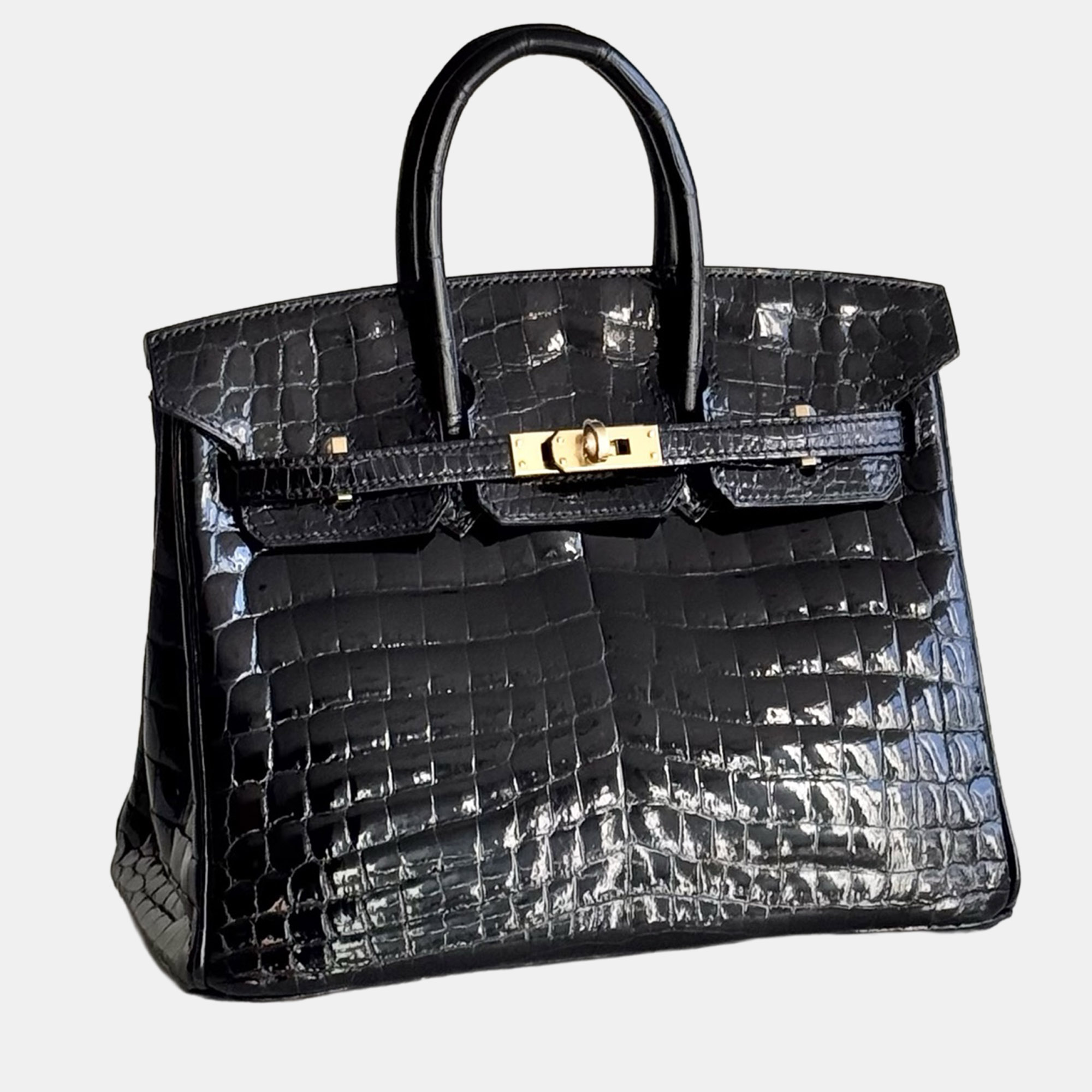 

Hermes Birkin 25 shiny crocodile black with gold hardware