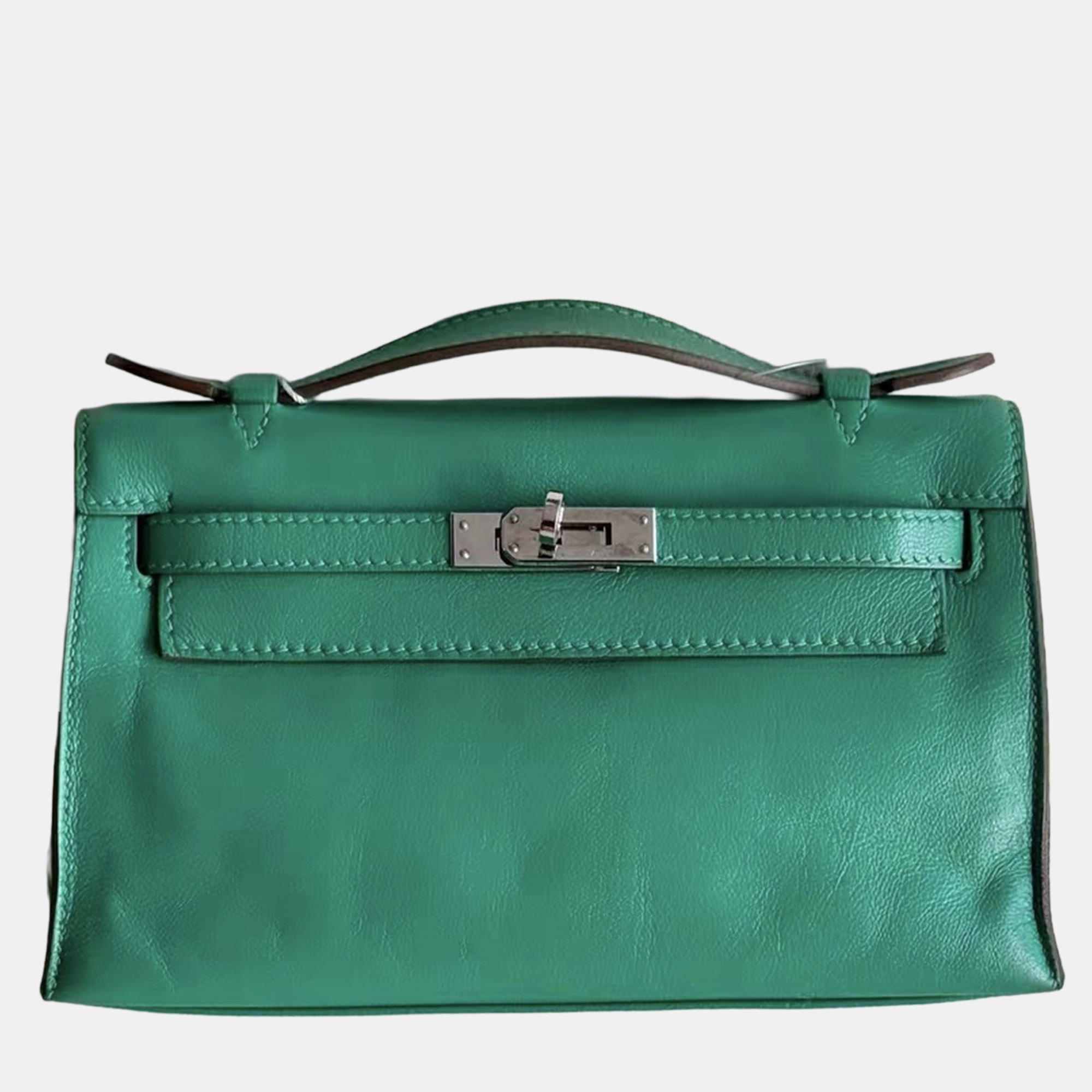 

Hermes Mini Kelly I Chevre Leather Mint Green with Palladium Hardware