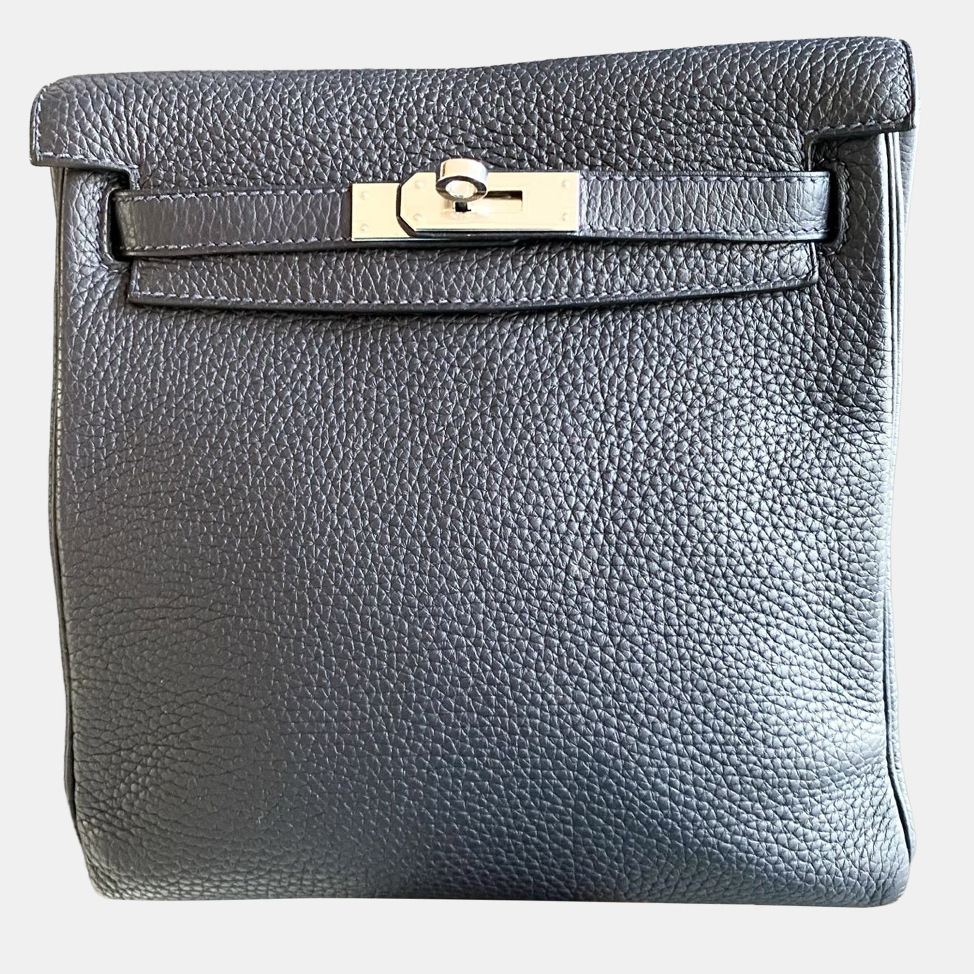 

Hermes Kelly Ado Backpack Deep Blue with Palladium Hardware