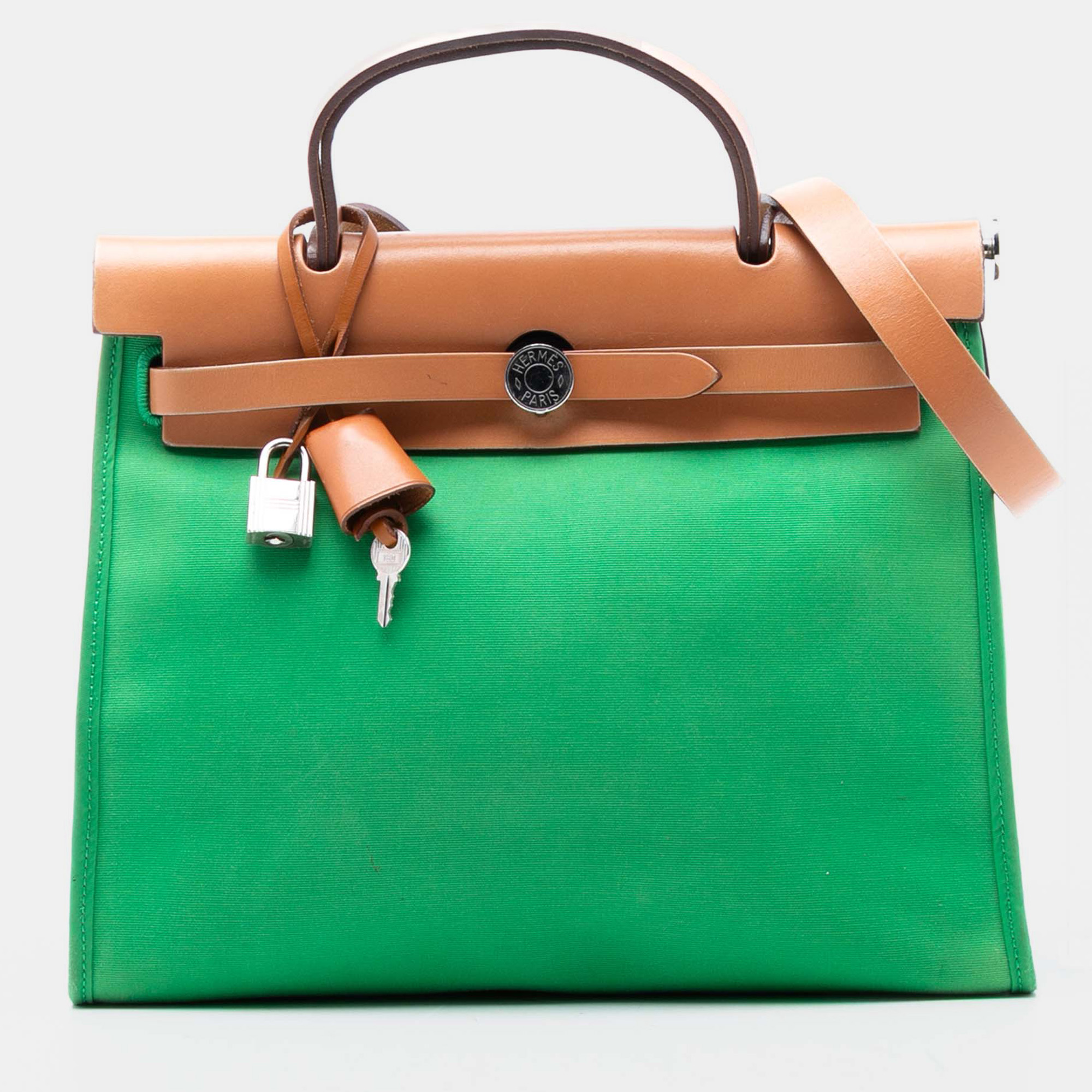 

Hermes Brown Green Toile Herbag Zip 31