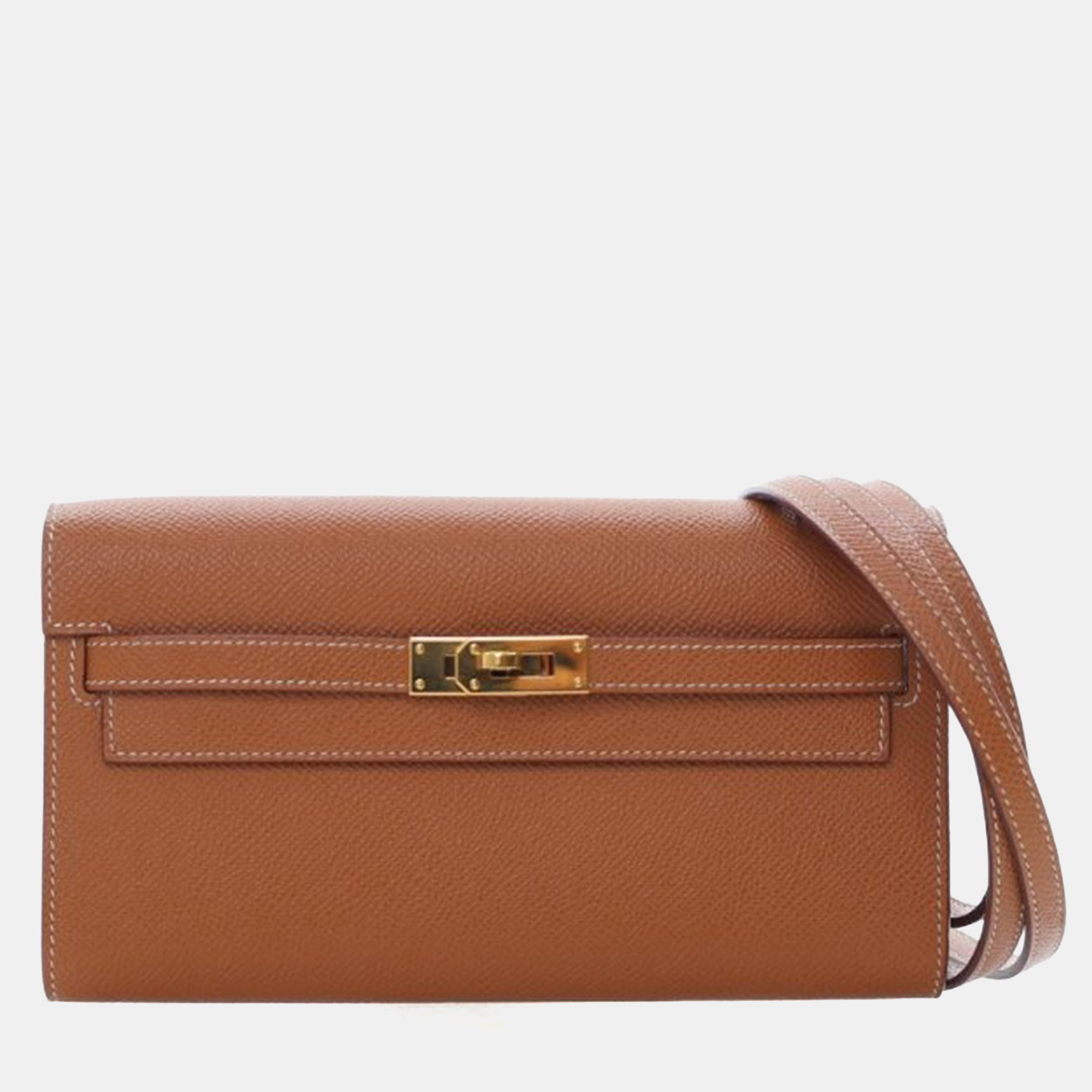 

Hermes Kelly Brown Epsom Calfskin Leather Wallet on Chain