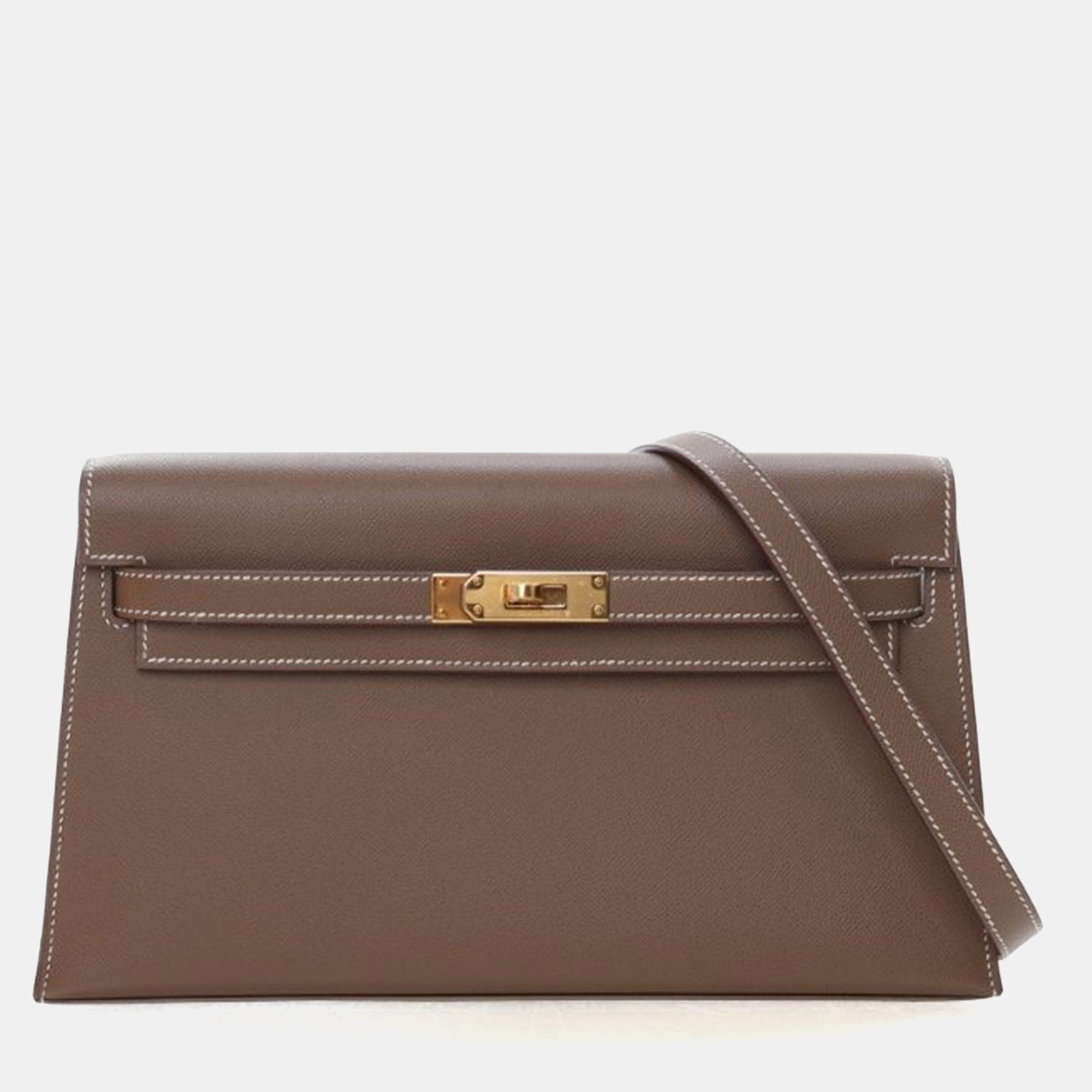 

Hermes Etoupe Veau Madame Kelly Elan, Brown