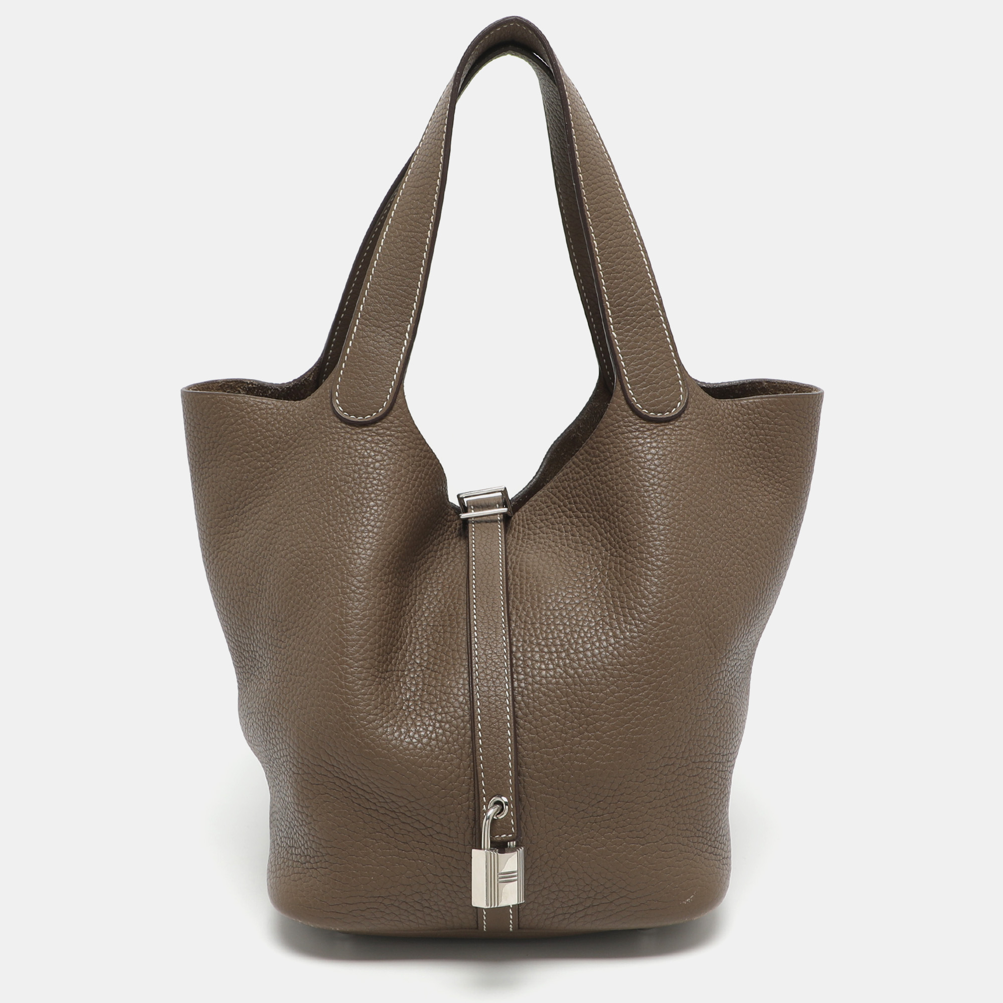 

Hermès Picotin Lock 22 Etoupe Taurillon Clemence Leather Tote, Grey