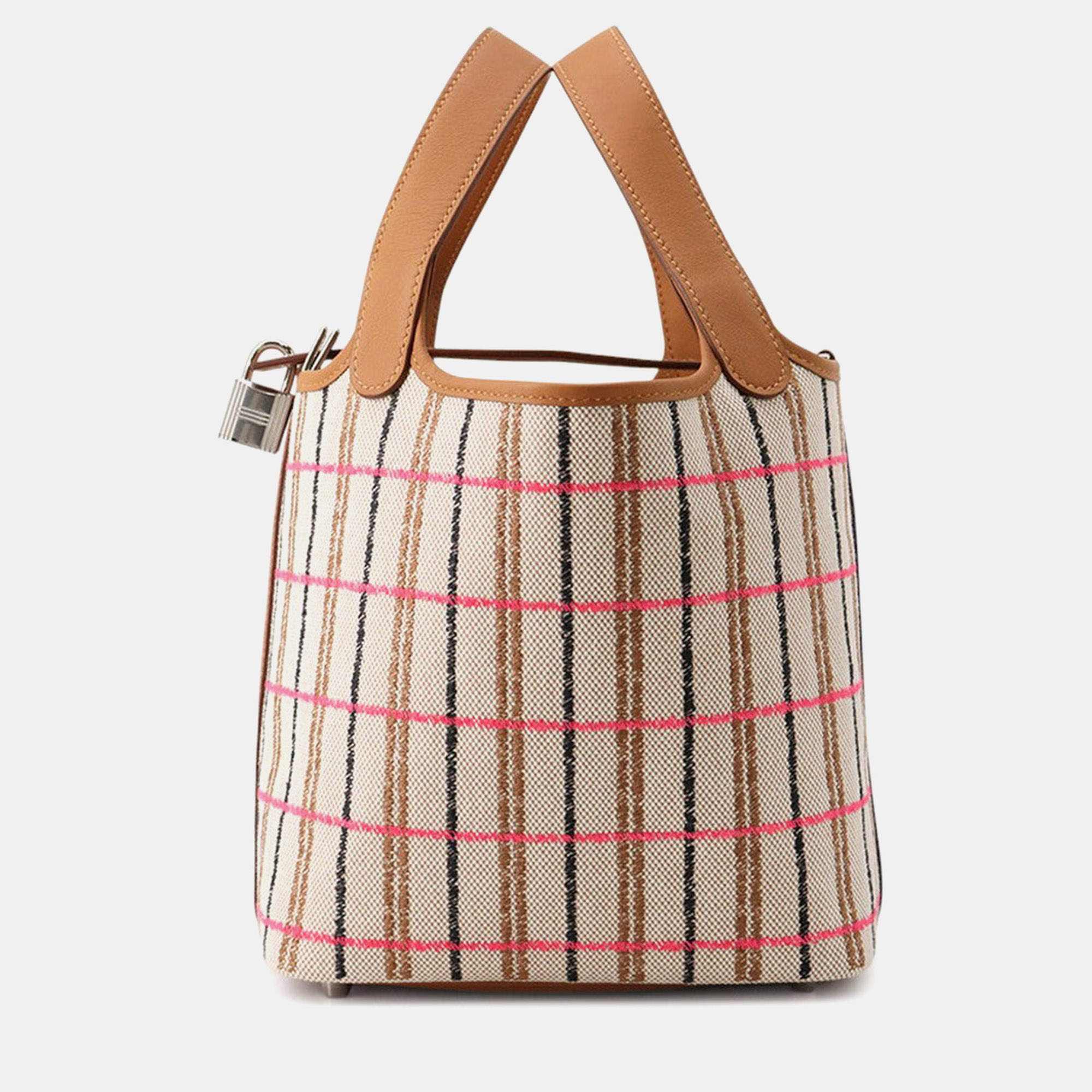 

Hermes Picotin Lock Blanket Gold/Ecru/Fauve/Rose Pop Toile H Swift Leather Size Pm, Multicolor