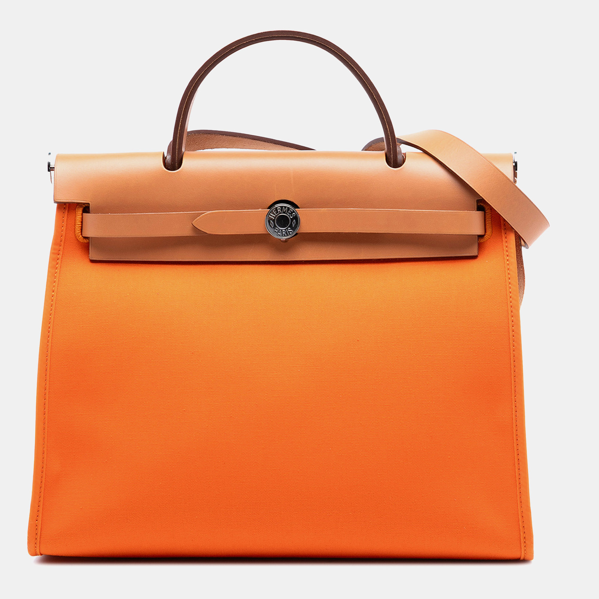 

Hermes Brown Orange Toile Herbag Zip 31