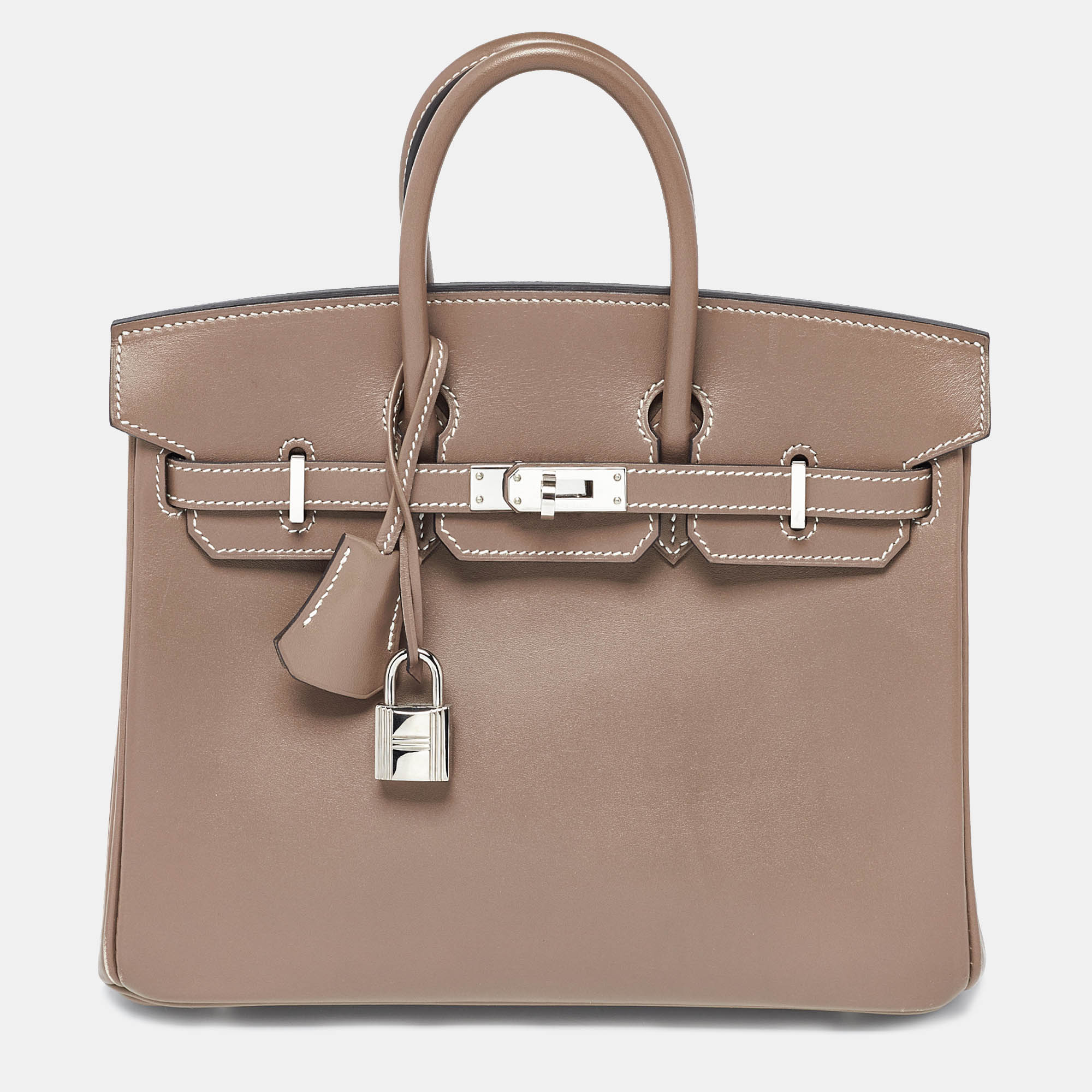 

Hermes Birkin 25 Palladium Finish Etoupe Tadelakt Leather Tote, Grey