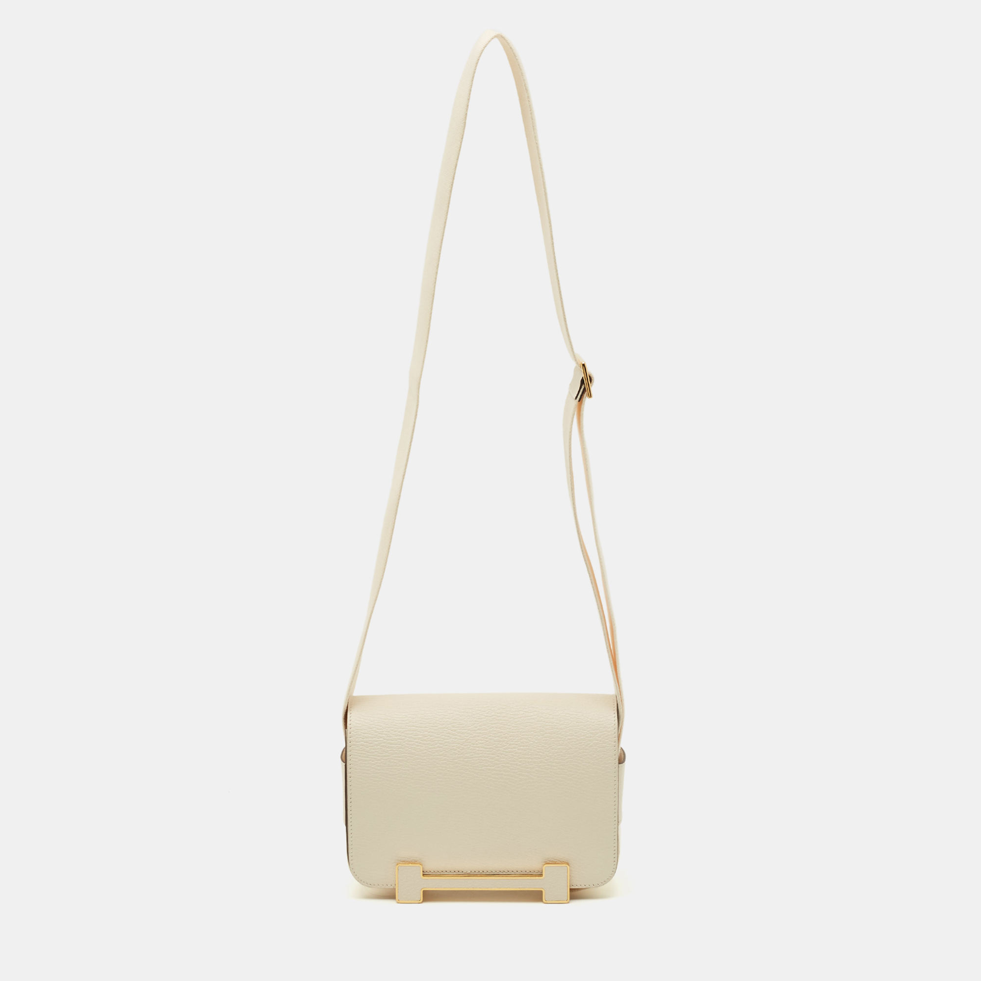 

Hermes Geta Gold Finish Nata Chevre Mysore Leather Shoulder Bag, Beige