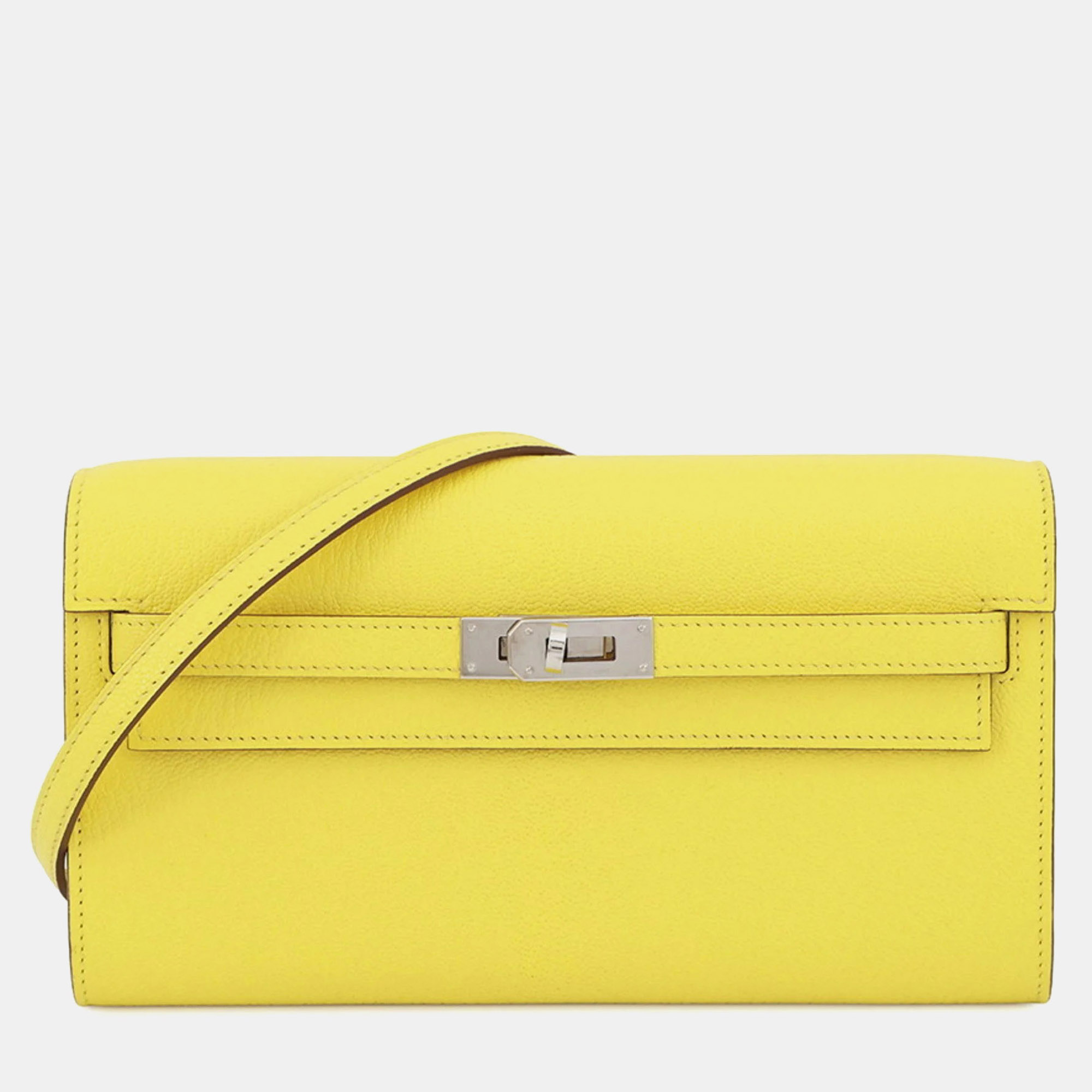 

Hermes Kelly Wallet Long To-Go Shoulder Bag Lime Chevre Mysore, Yellow