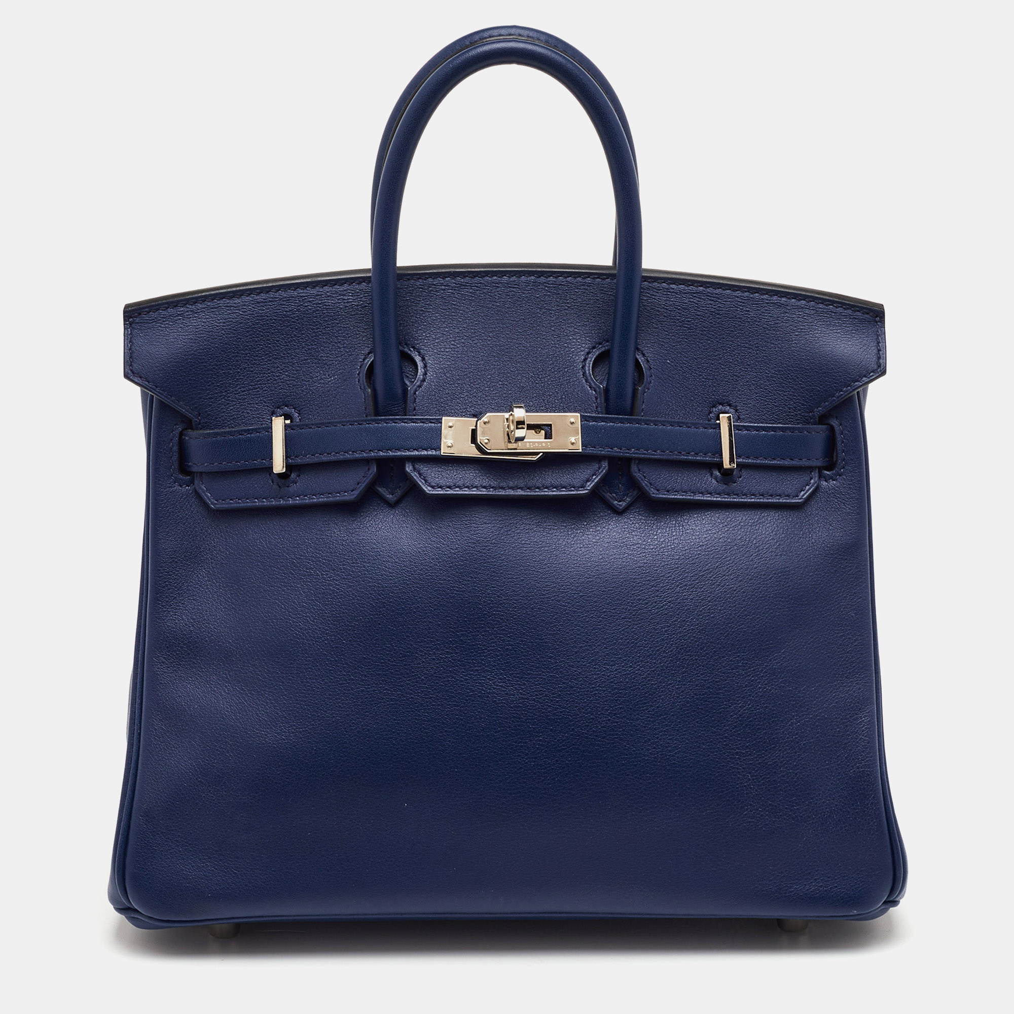 

Hermes Birkin 25 Palladium Finish Bleu Saphir Swift Leather Tote, Blue