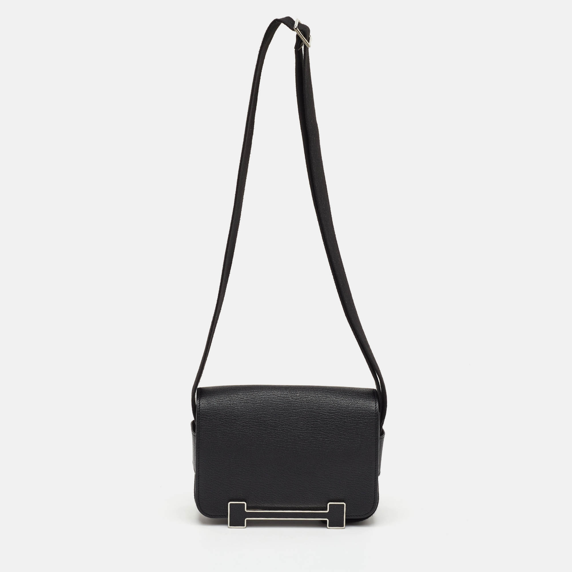 

Hermès Geta Black Chevre Mysore Leather Shoulder Bag
