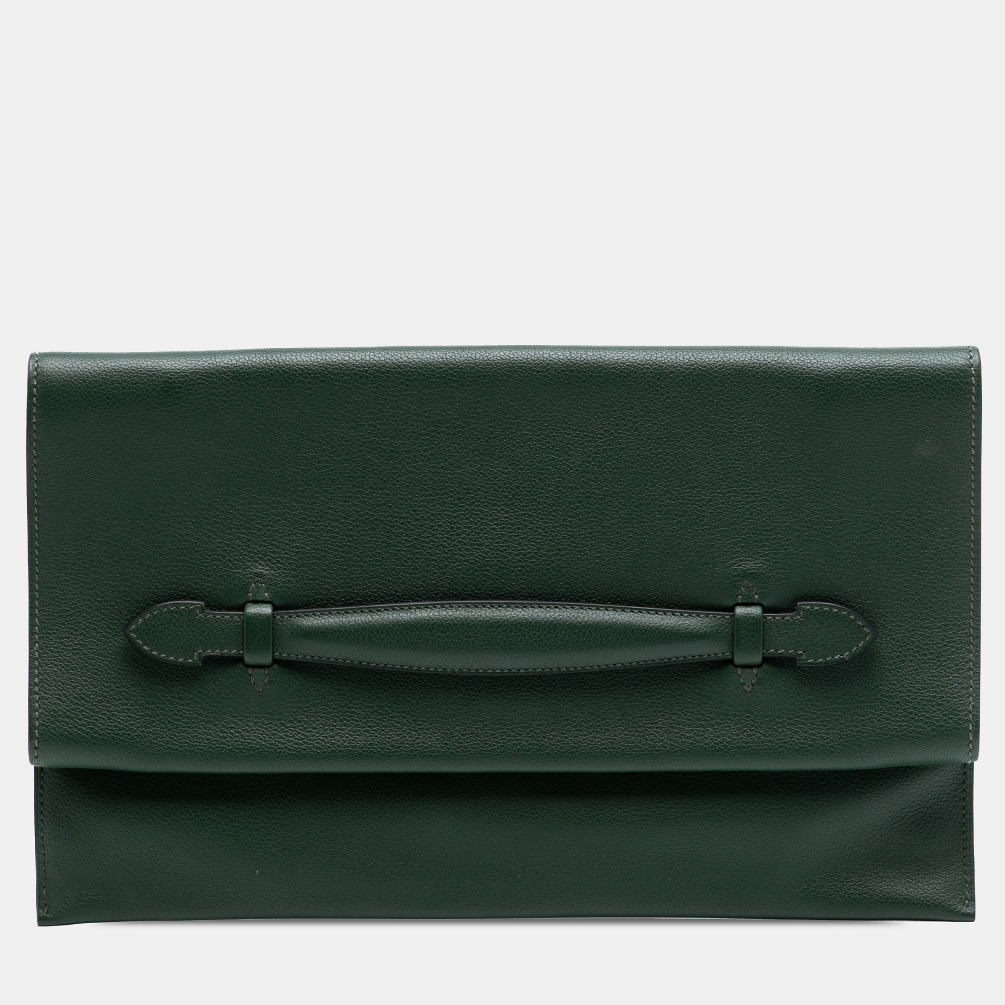 

Hermes Green Evercolor Pliplat Clutch