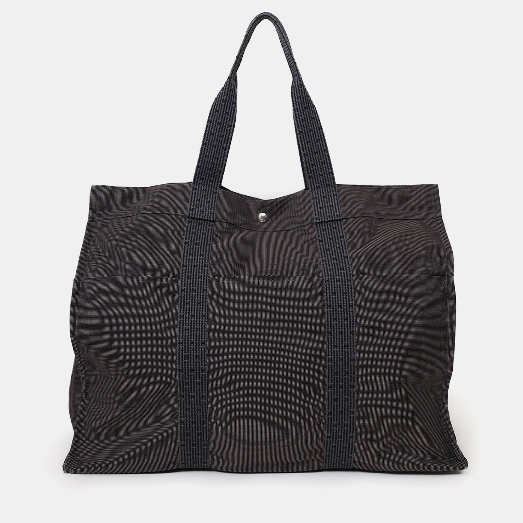 

Hermes Vintage Grey Canvas Toile Herline TGM Travel Bag