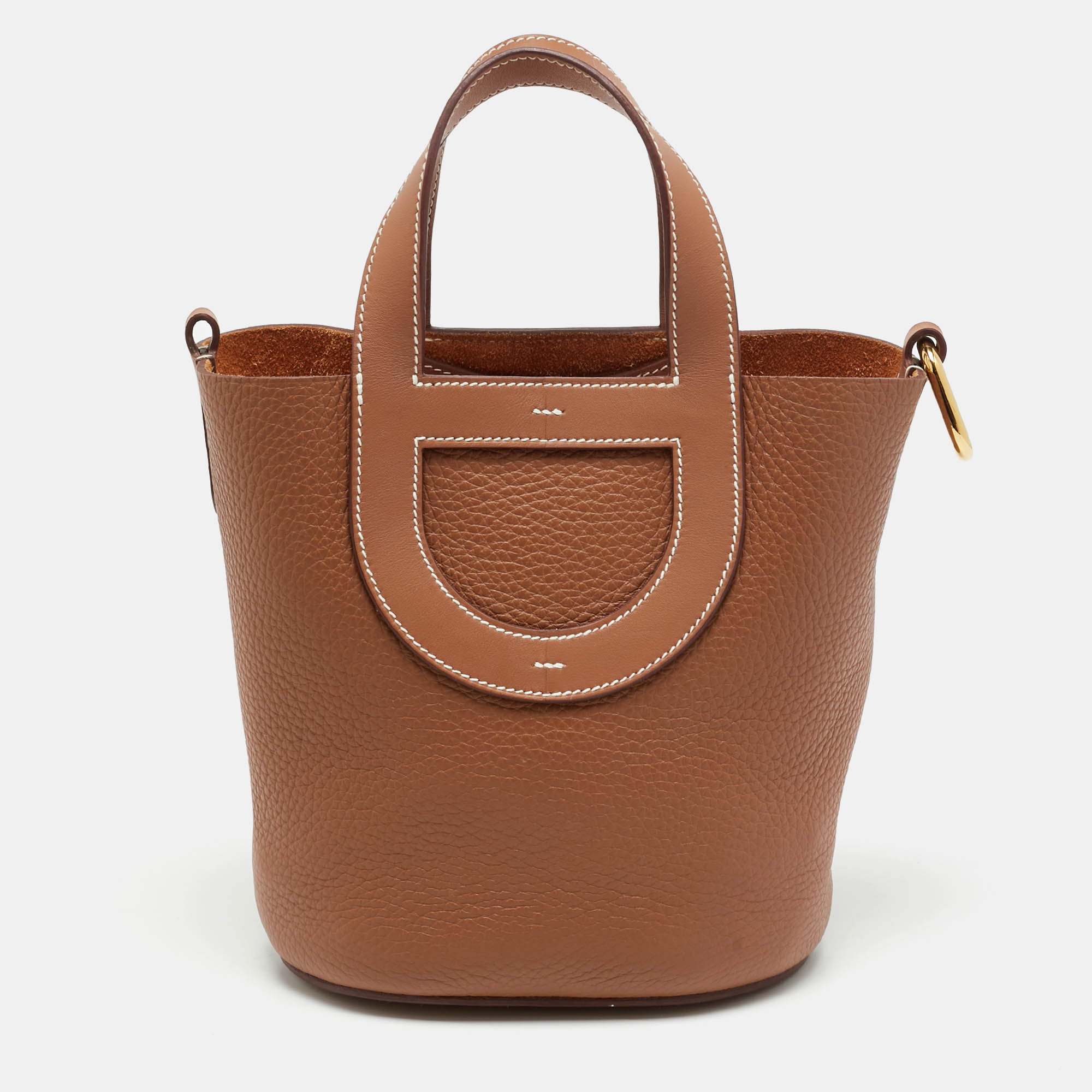 

Hermès In The Loop 18 Gold Taurillon Clemence and Swift Leather Tote, Brown