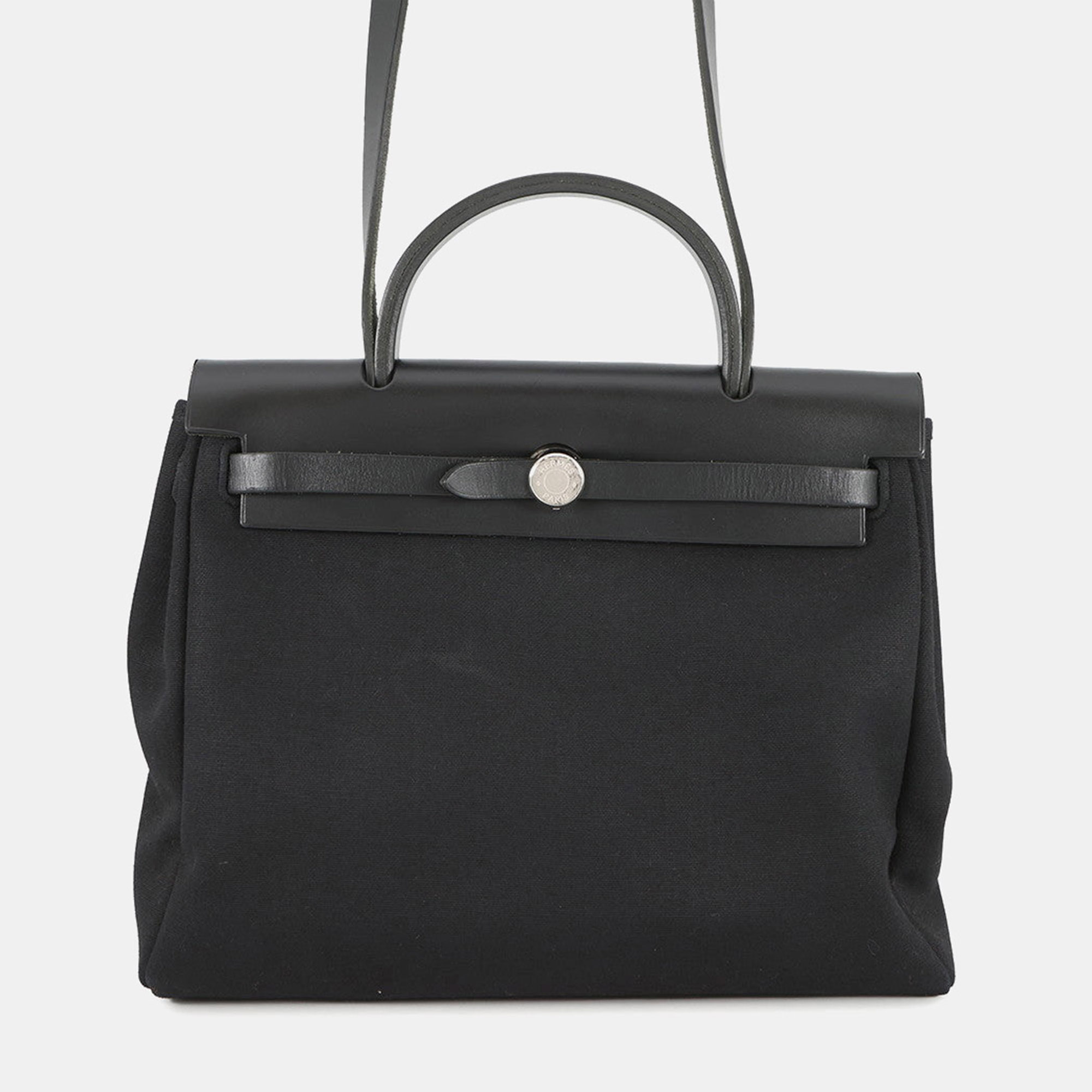 

Hermes Herbag Black Toile Officier Vache Hunter Leather Size Pm