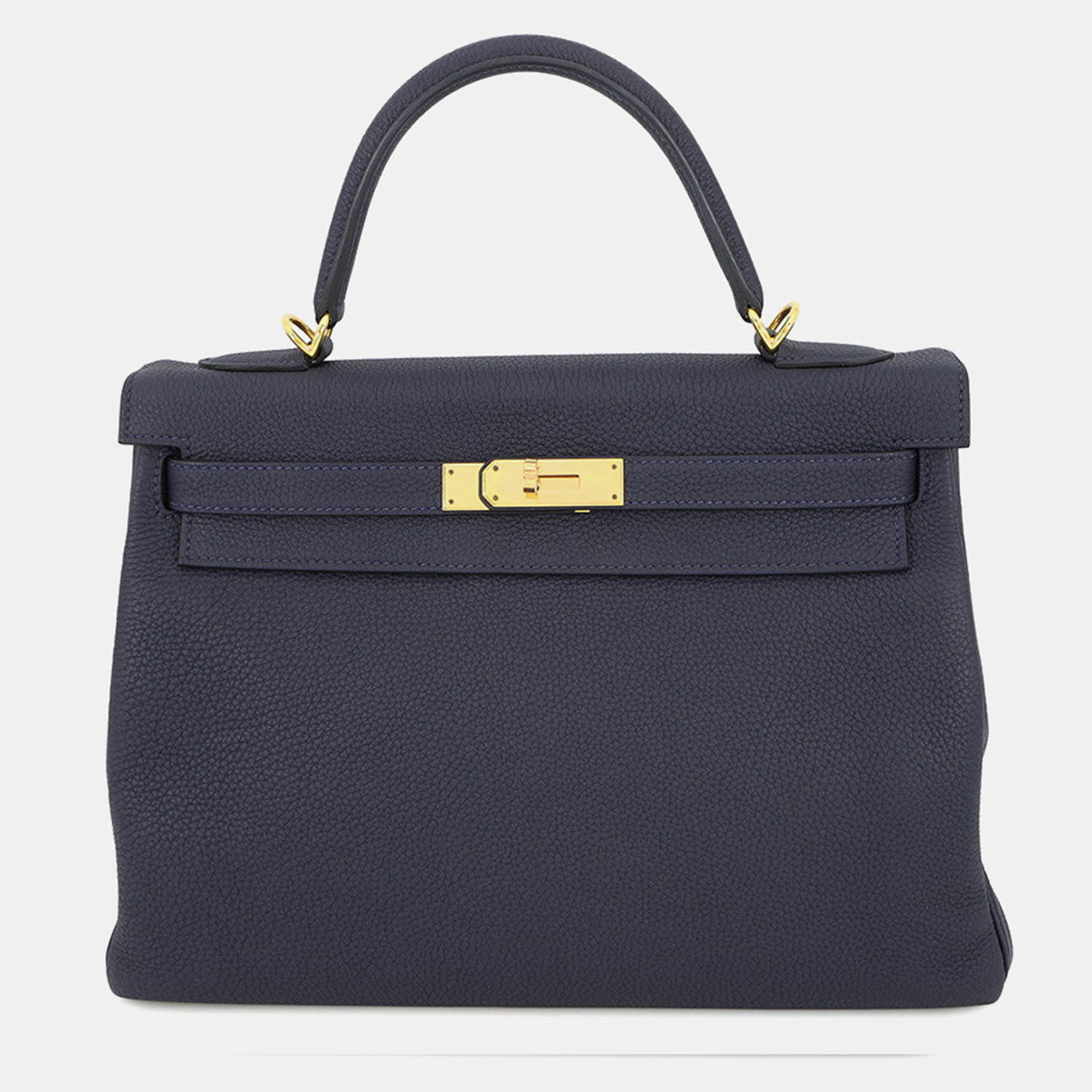 

Hermes Kelly Retourne Blue Nuit Togo Leather Size