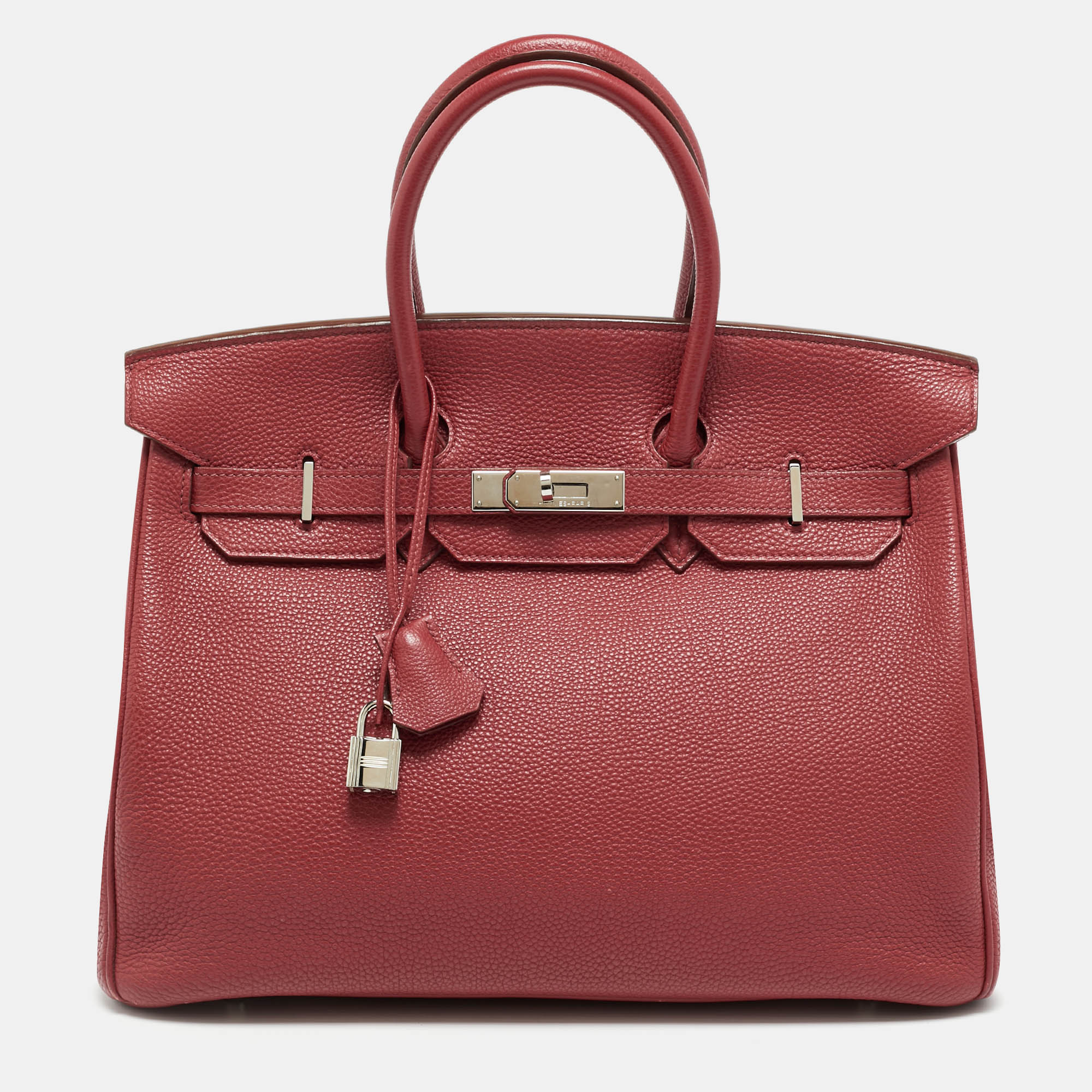 

Hermès Birkin 35 Palladium Finish Rouge Garance Togo Leather Tote, Red