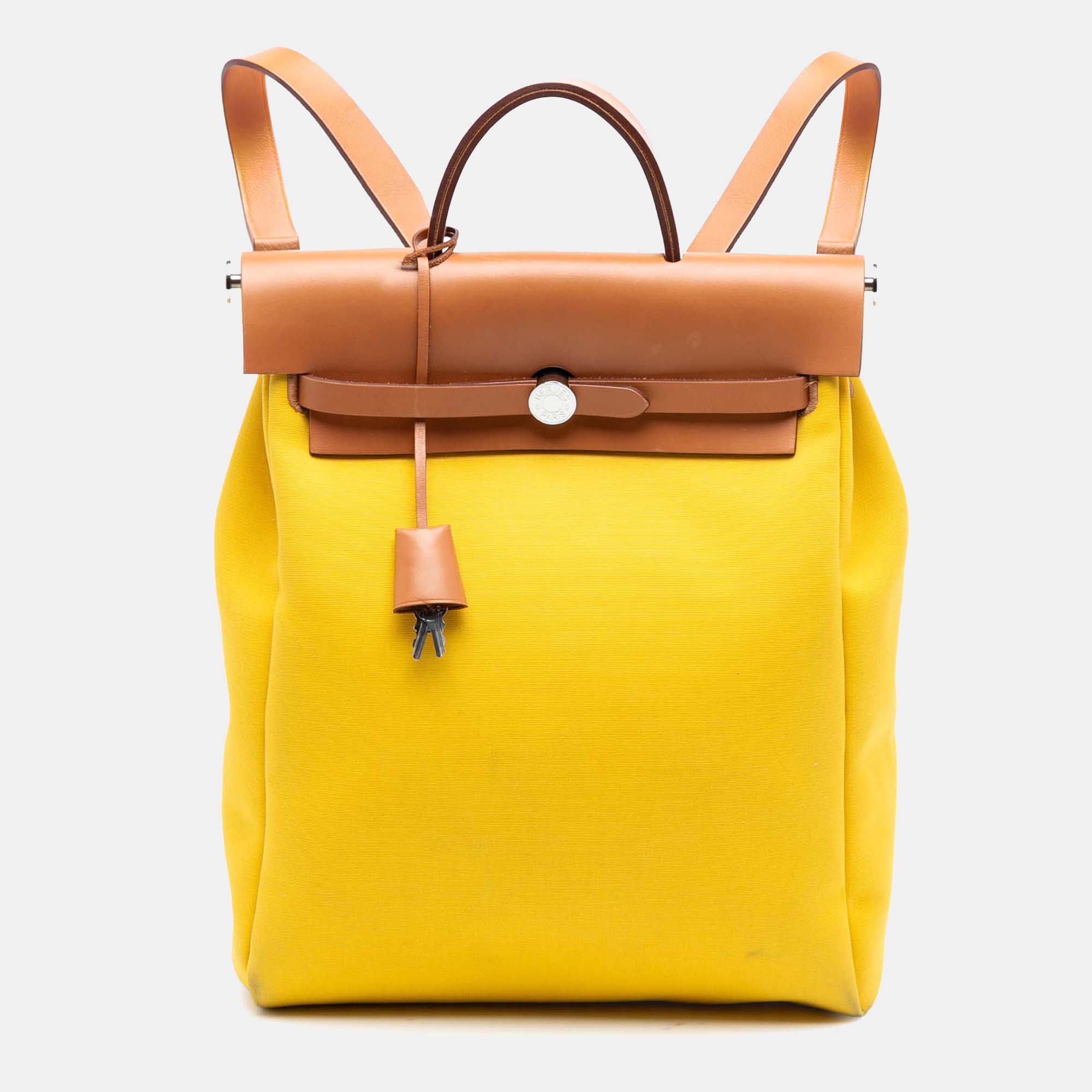 

Hermes Brown Yellow Toile Herbag A Dos Zip Retourne Backpack