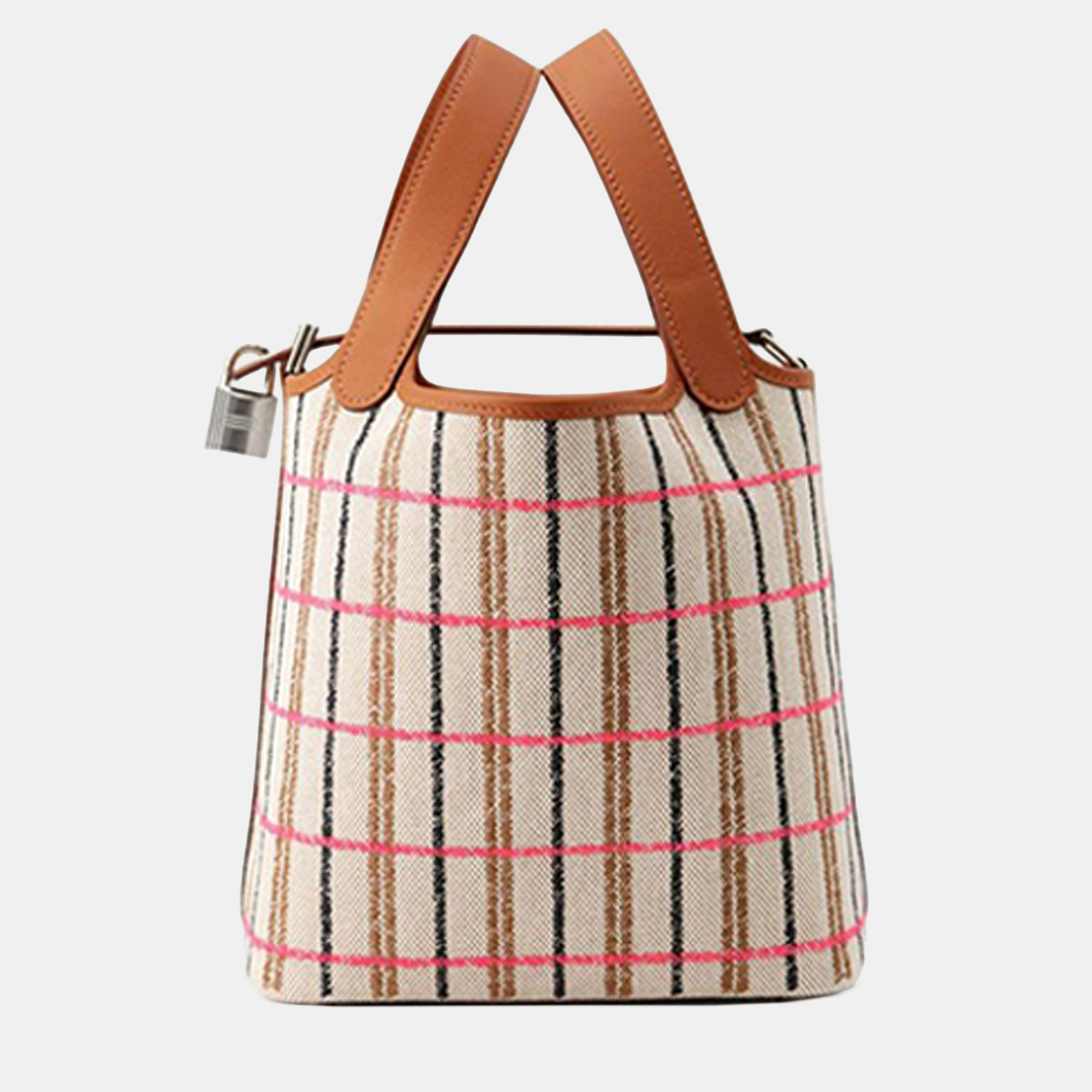 

Hermes Brown H Canvas and Swift Couverture Carre Picotin Lock 18