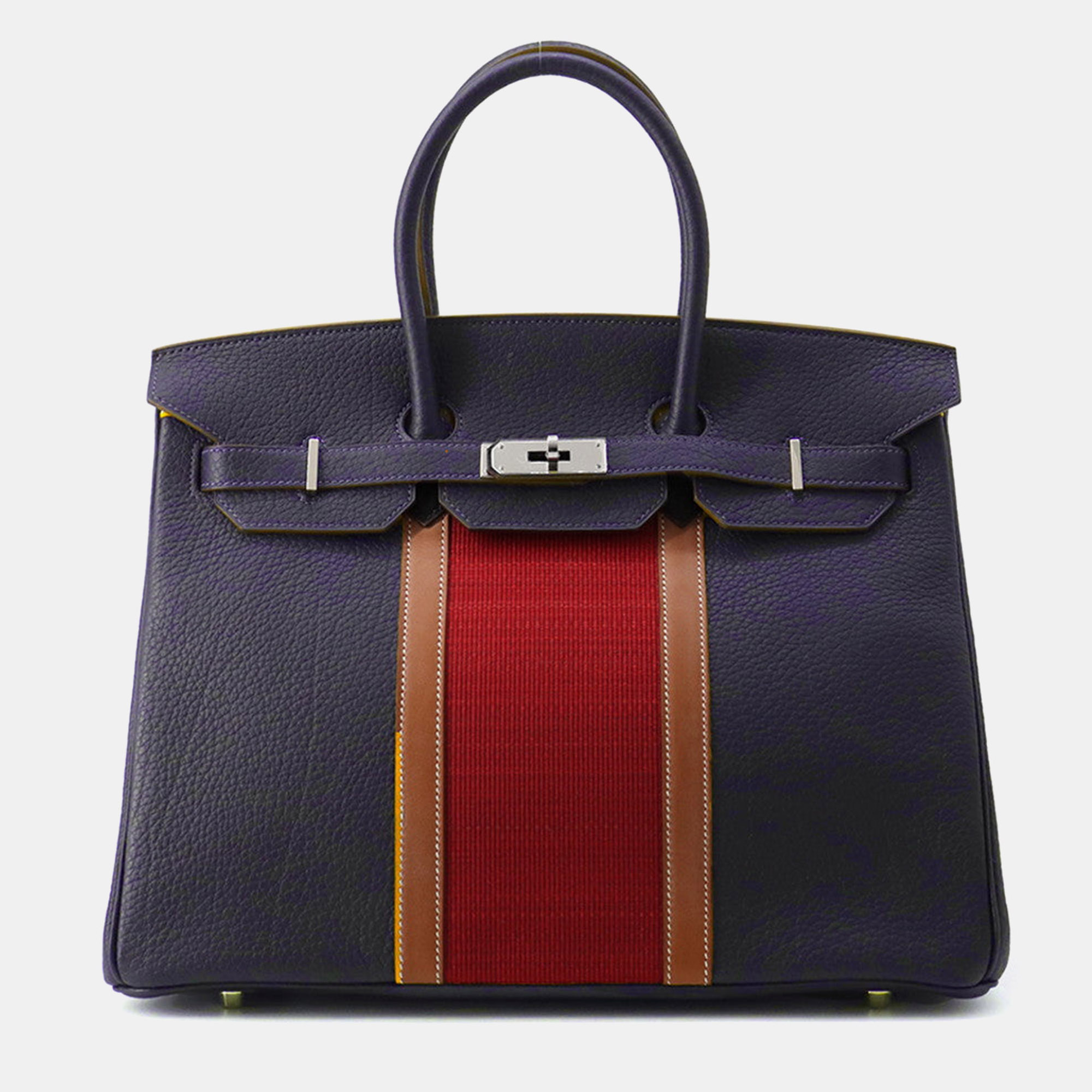 

Hermes Birkin Club Blue Indigo/Rouge Casaque/Fauve Fjord Leather Barenia Leather Ottoman Size