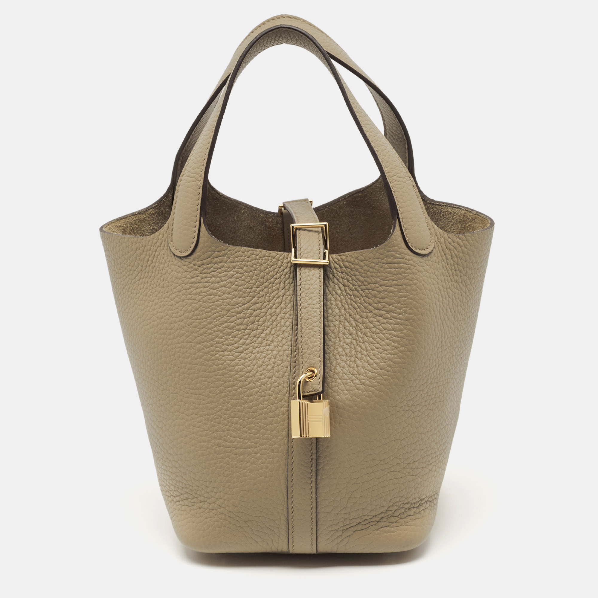 

Hermes Picotin Lock 18 Beige Marfa Taurillon Clemence Leather Tote