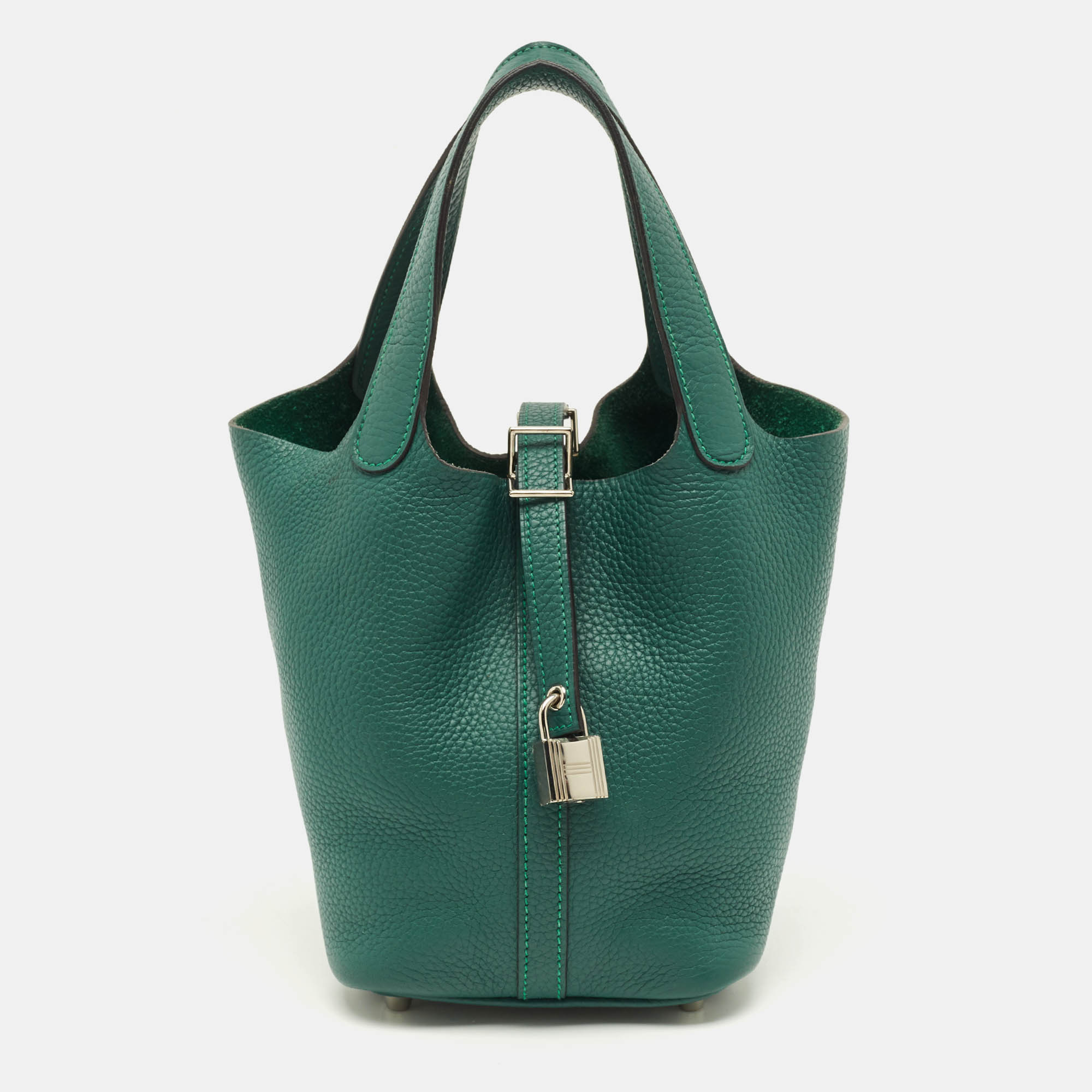 

Hermes Picotin Lock 18 Vert Vertigo Taurillon Clemence Leather Tote, Green