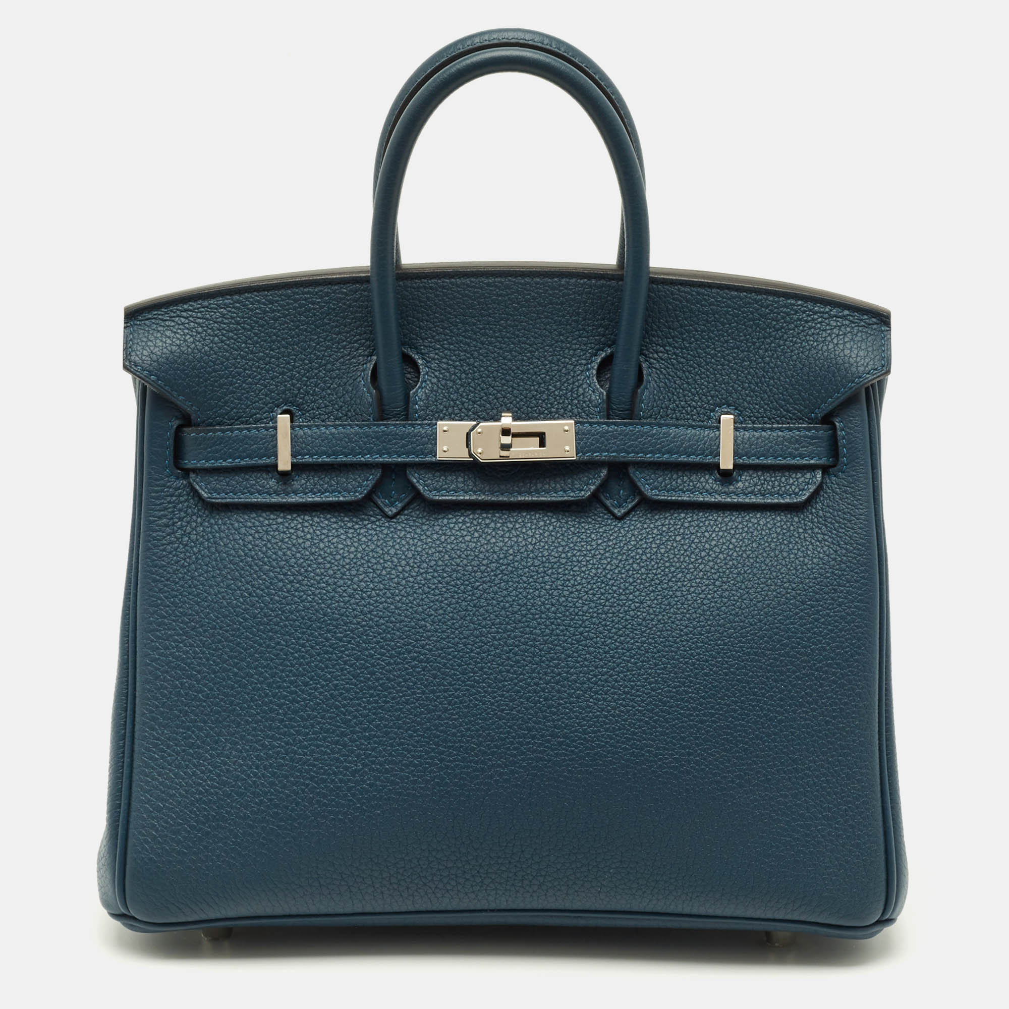 

Hermes Birkin 25 Palladium Finish Colvert Togo Leather Tote, Blue
