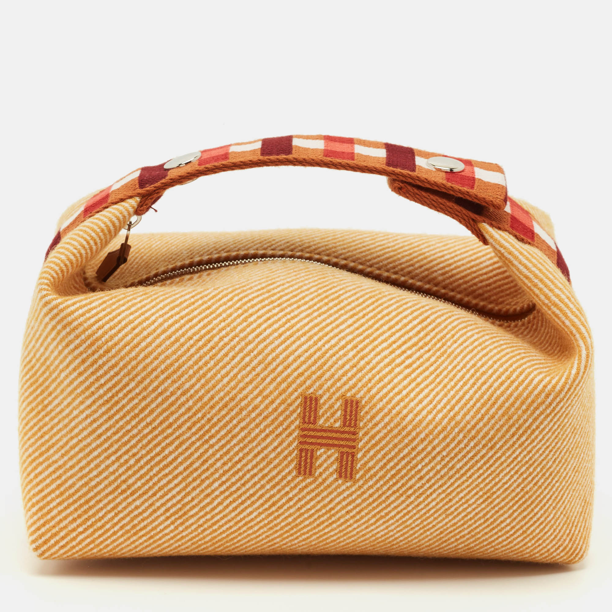 

Hermès Bride-a-Brac Carre Small Fauve Merino Wool Pouch, Multicolor