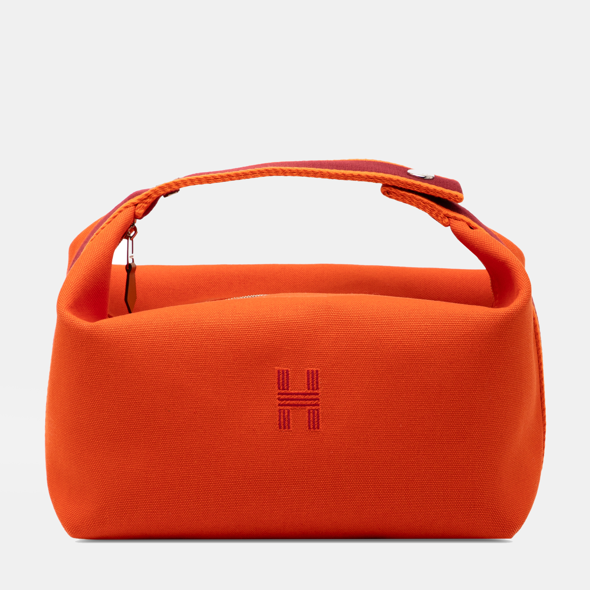 

Hermes Orange Red Large Toile Bride A Brac