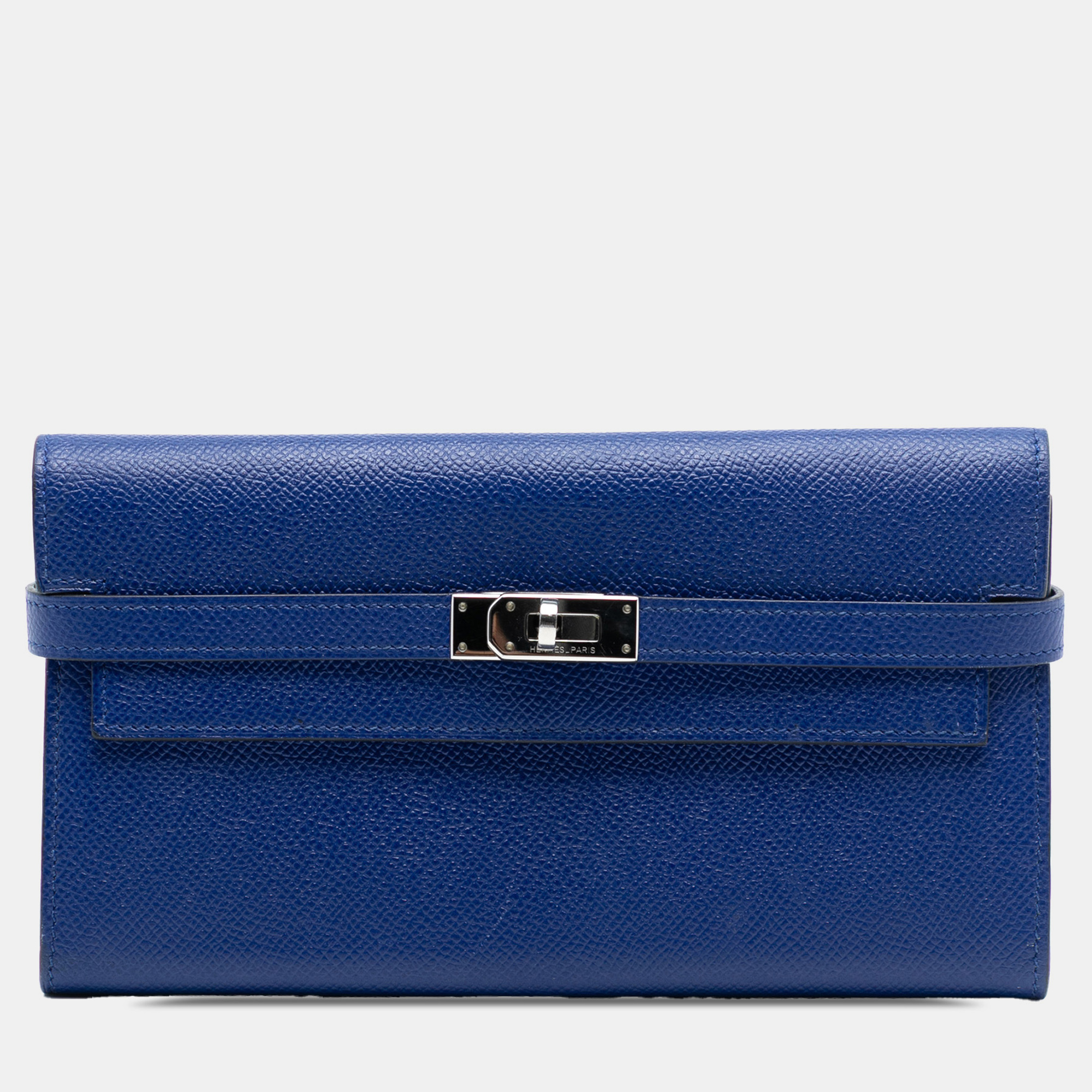 

Hermes Blue Epsom Kelly Trifold Long Wallet