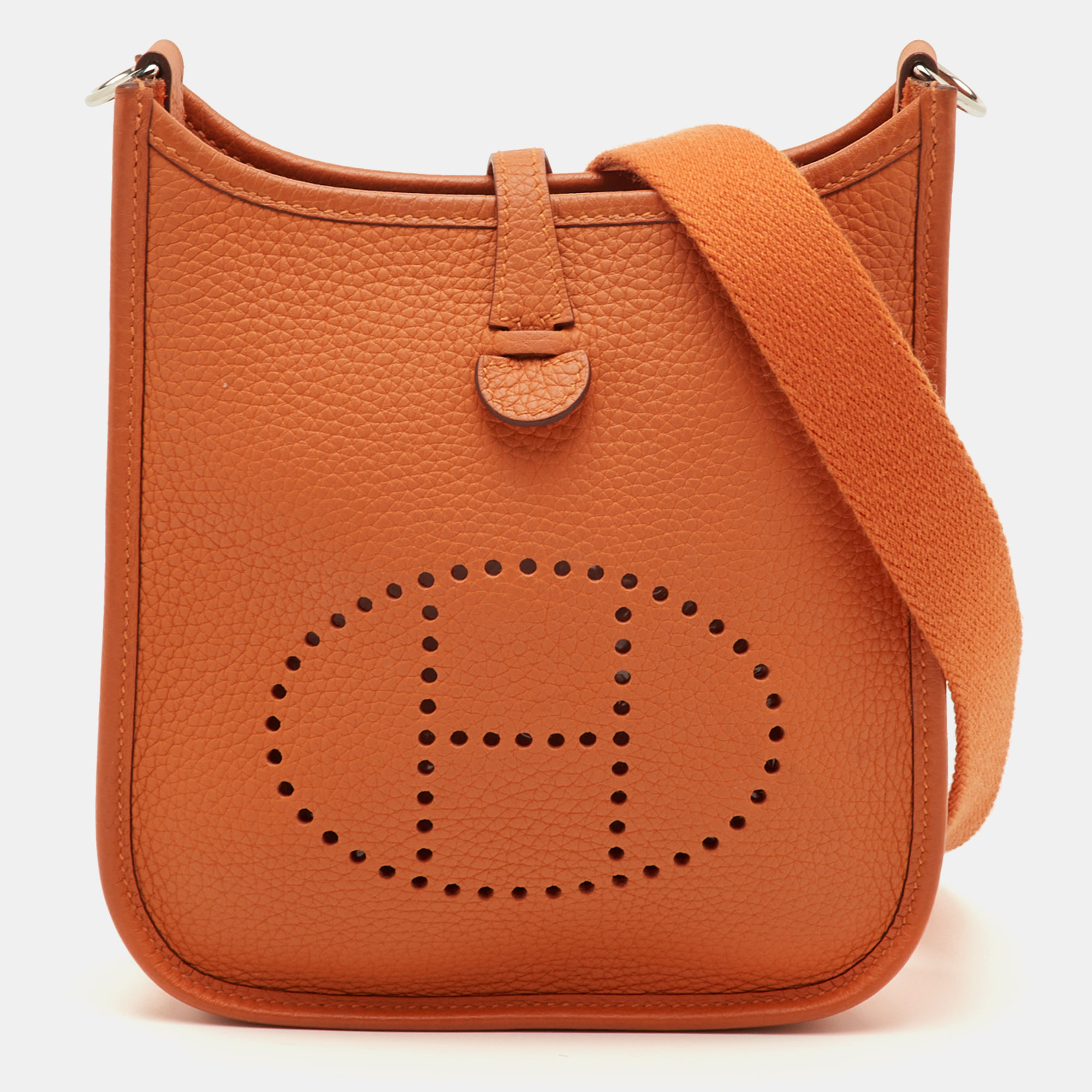 

Hermes Evelyne Amazone TPM 16 Mango Taurillon Clemence Leather Crossbody Bag, Orange