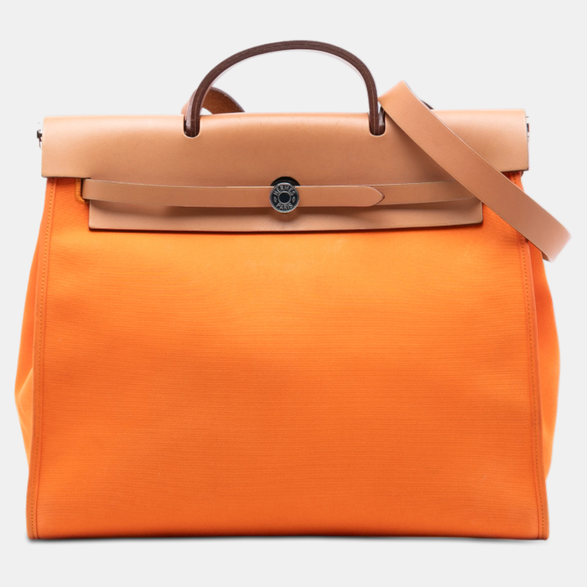 

Hermes Brown Orange Toile Herbag Zip 39